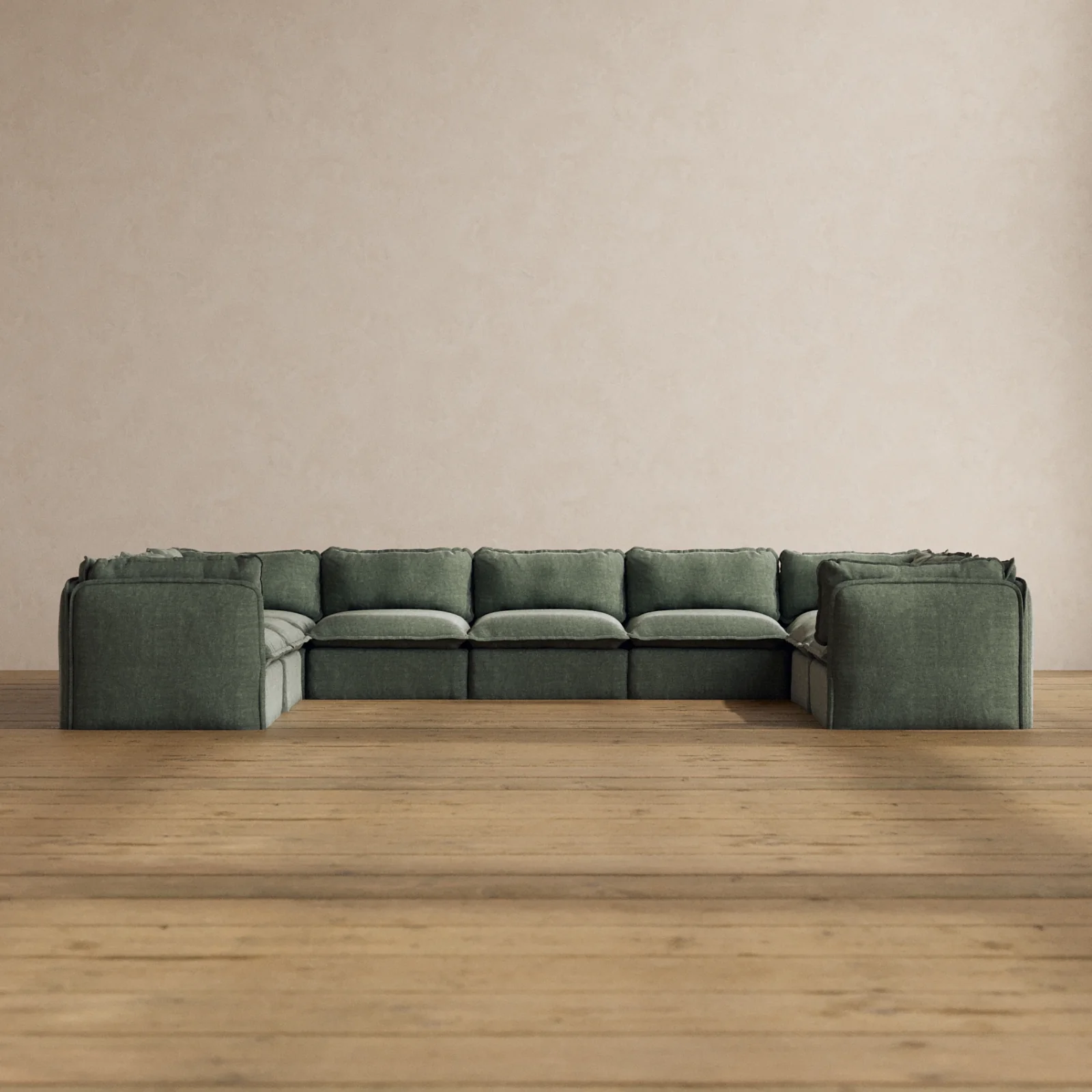 Modular Washable 9-Seater U-Sectional in Willow | Memorix+ Seat | Contour Pillow