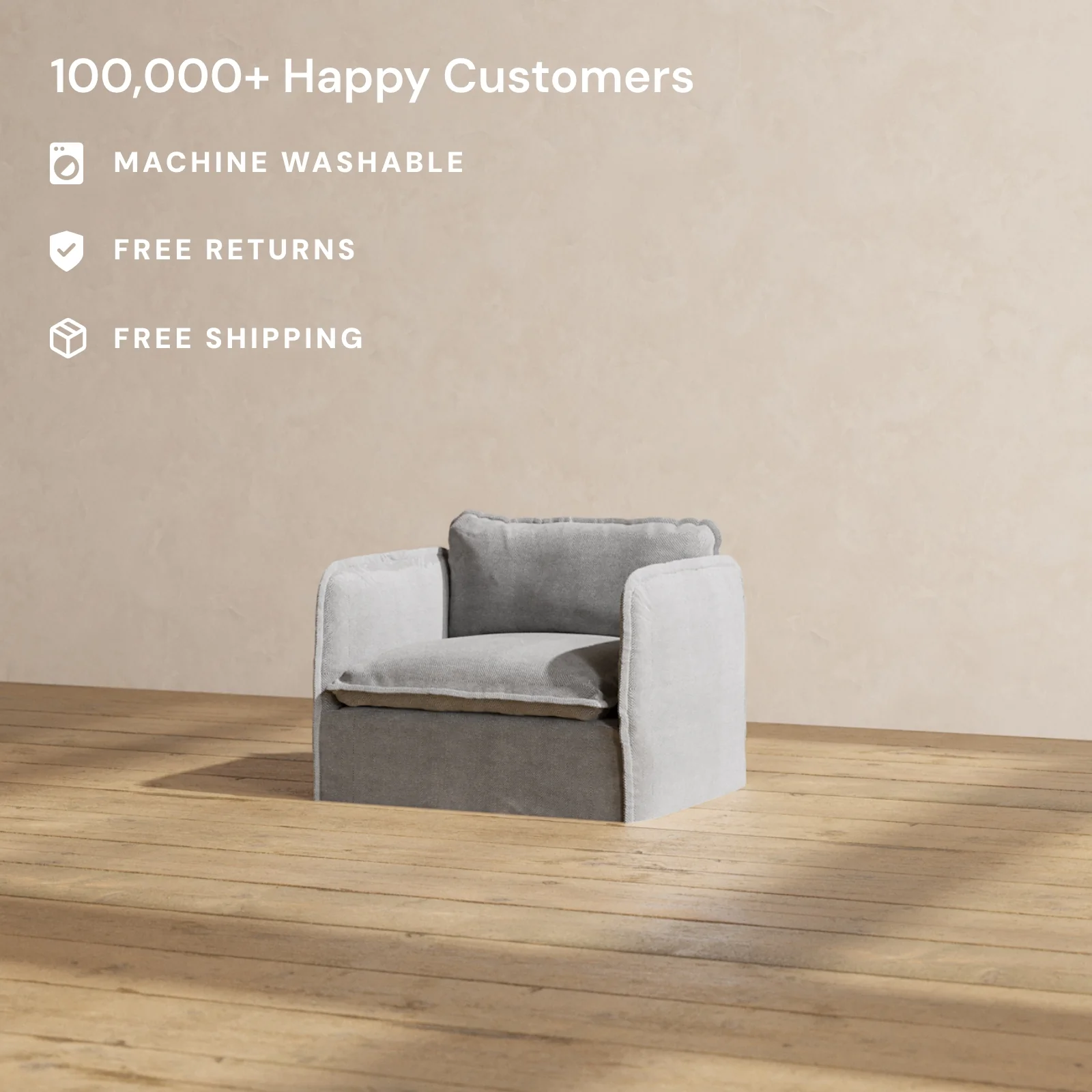 Modular Washable Armchair in Ash | Memorix+ Seat | Contour Pillow - Image 2