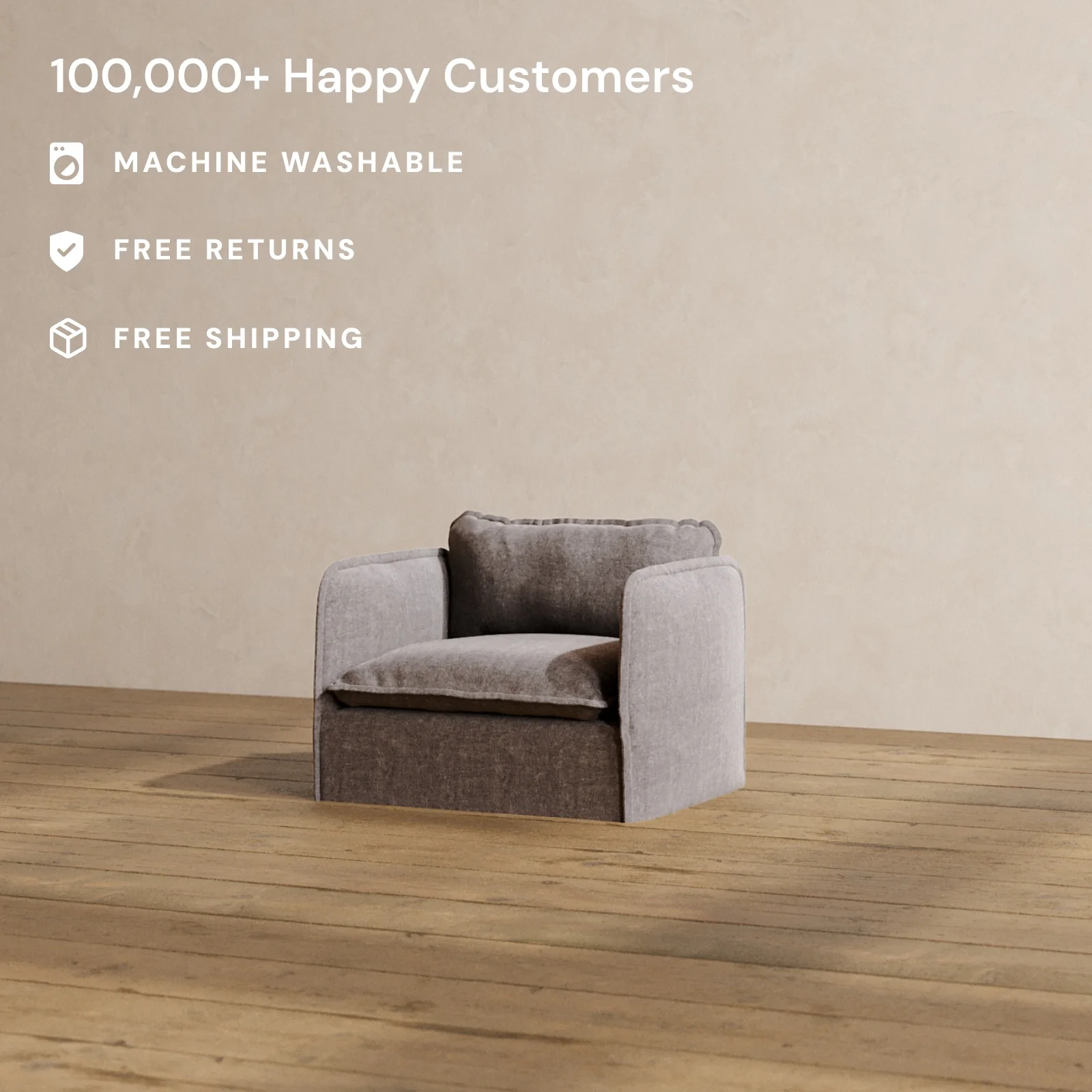 Modular Washable Armchair in Caviar | Deluxe+ Seat | Cloud Pillow - Image 2