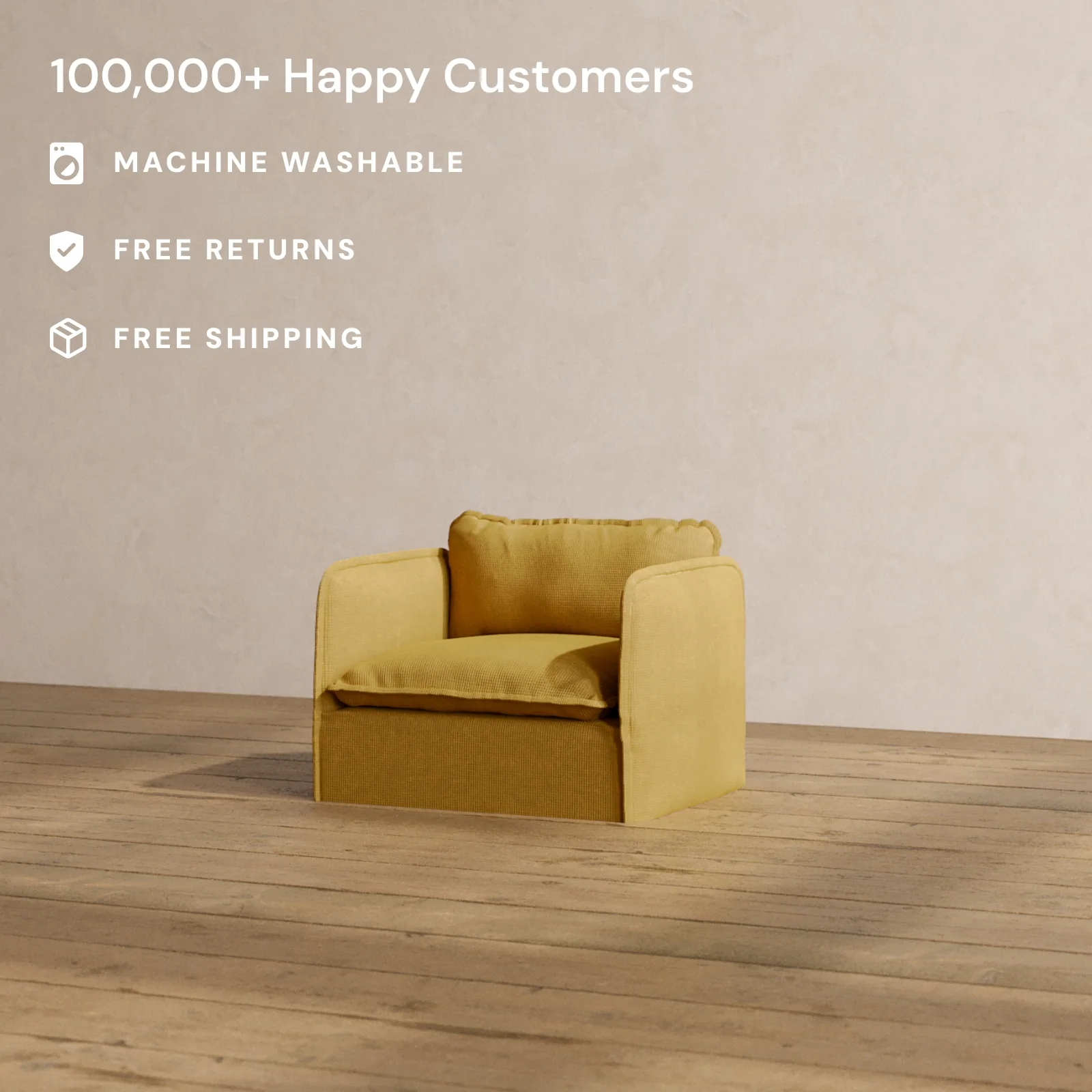 Modular Washable Armchair in Kiiro | Deluxe+ Seat | Cloud Pillow - Image 2