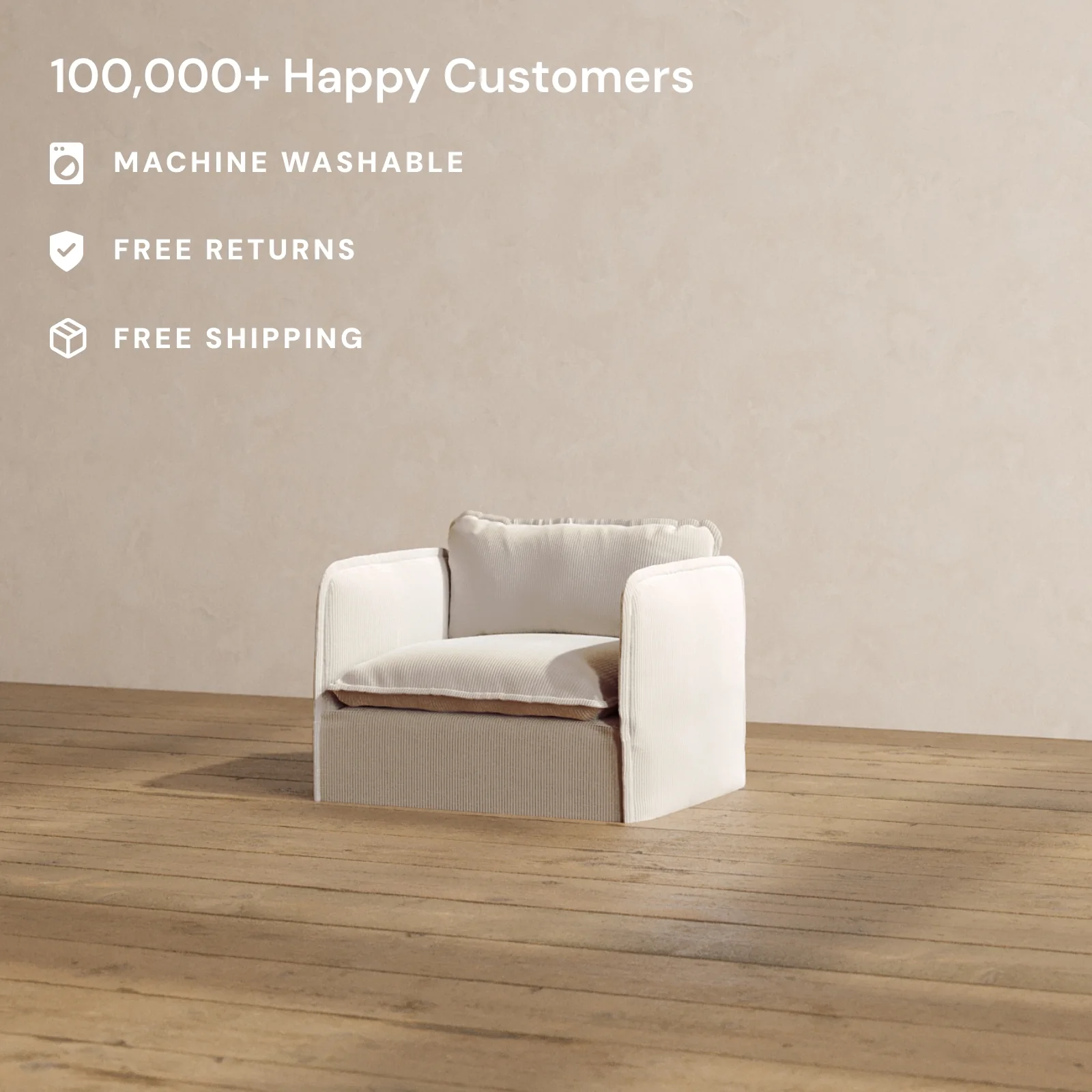 Modular Washable Armchair in Milk | Deluxe+ Seat | Cloud Pillow - Image 2