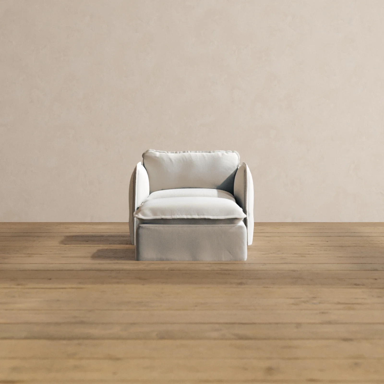 Modular Washable Armchair + Ottoman in Milk | Memorix+ Seat | Contour Pillow