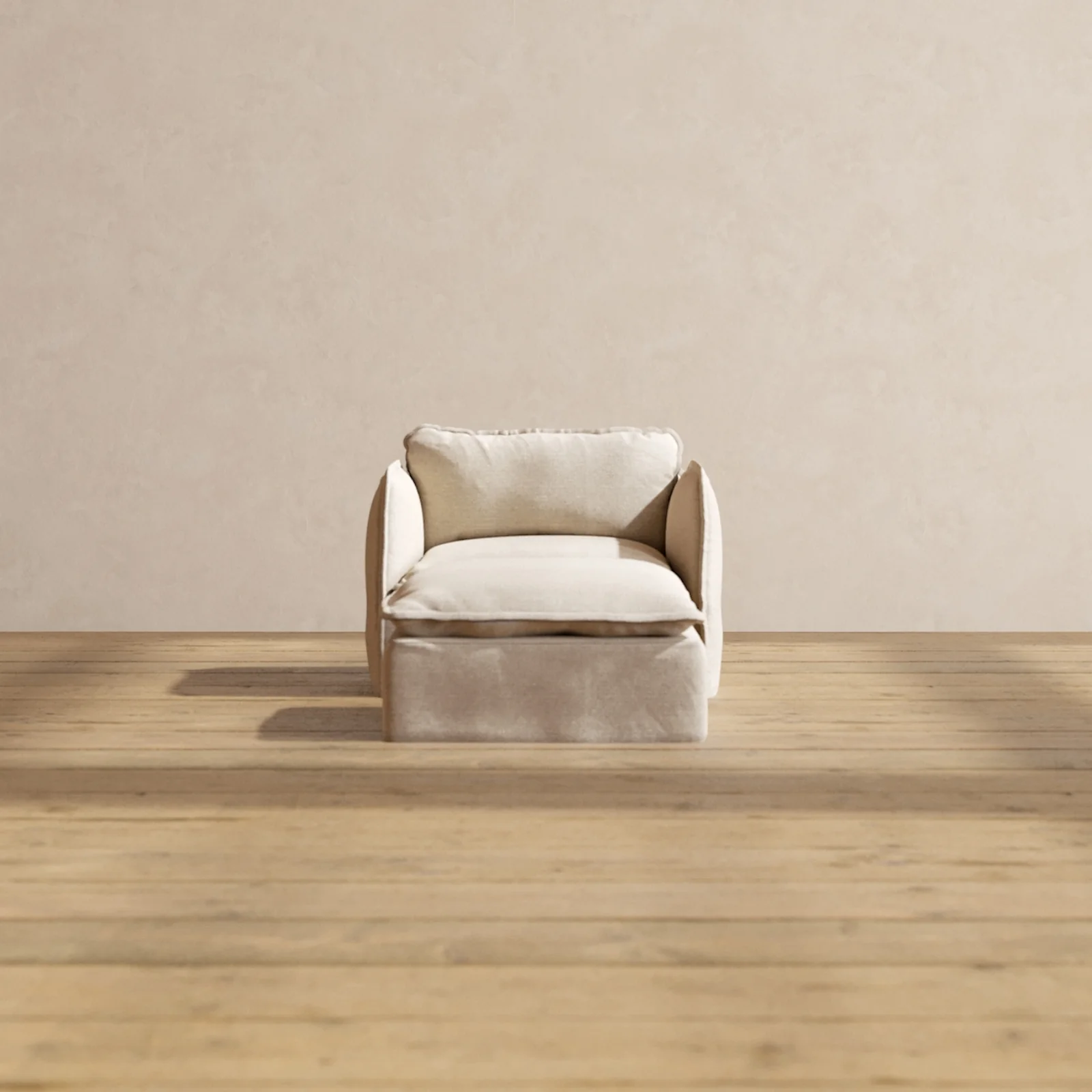 Modular Washable Armchair + Ottoman in Oat | Deluxe+ Seat | Cloud Pillow