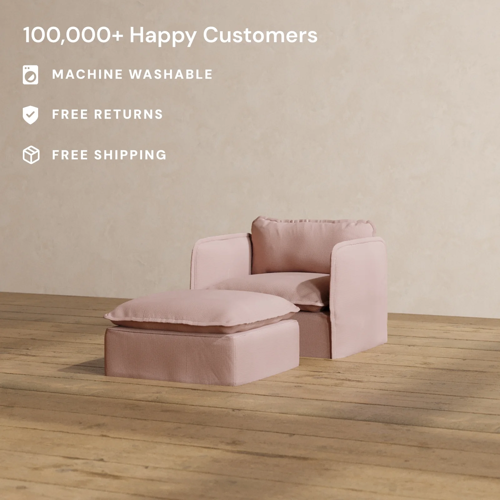 Modular Washable Armchair + Ottoman in Sakura | Memorix+ Seat | Contour Pillow - Image 2