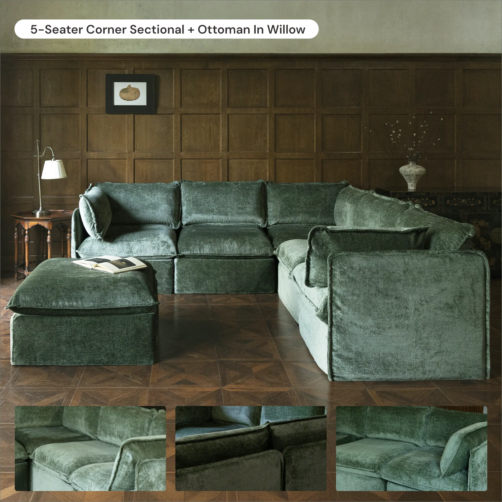 Modular Washable Armchair + Ottoman in Willow | Memorix+ Seat | Contour Pillow - Image 7