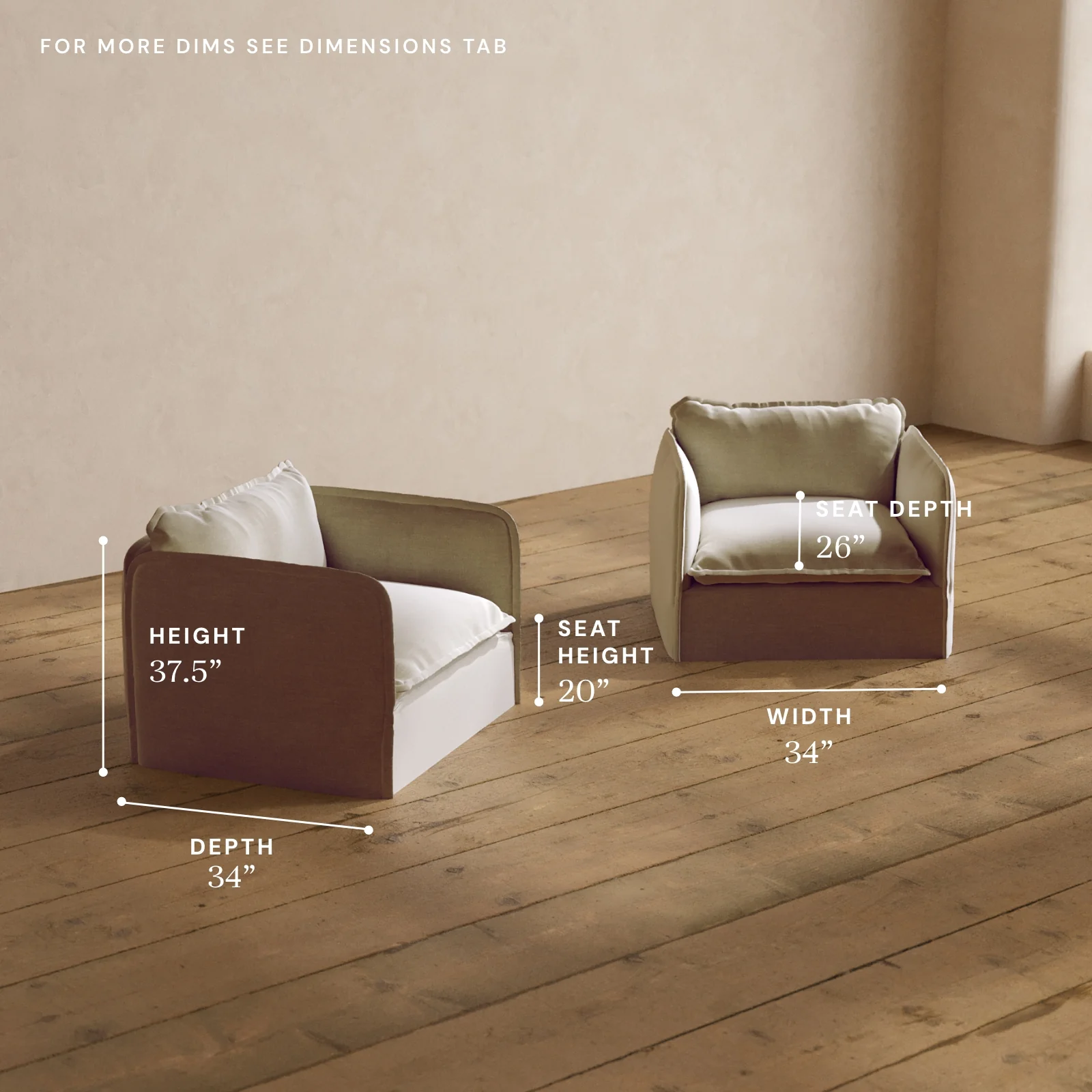Modular Washable Armchair Set in Coco | Memorix+ Seat | Contour Pillow - Image 5