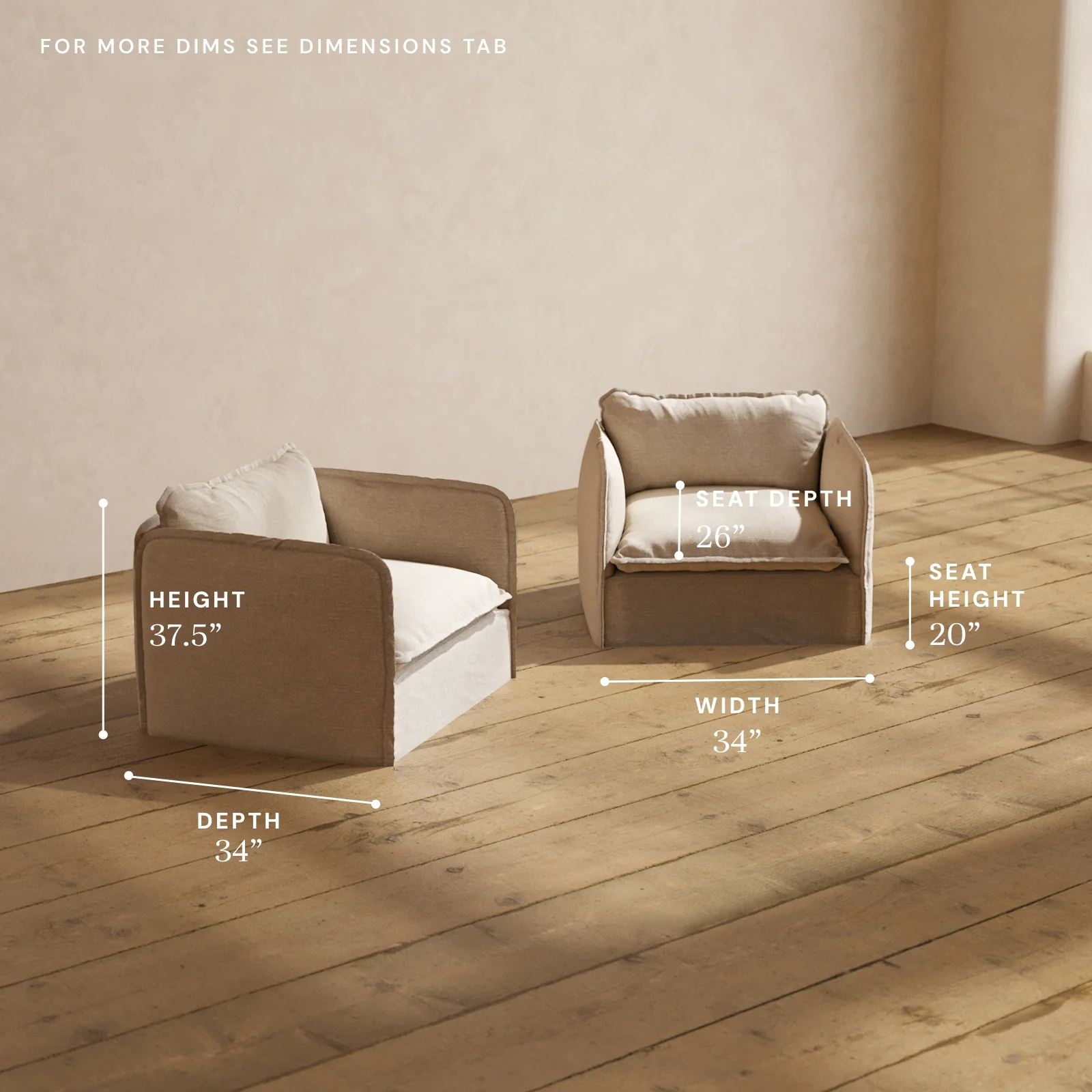 Modular Washable Armchair Set in Oat | Deluxe+ Seat | Cloud Pillow - Image 5