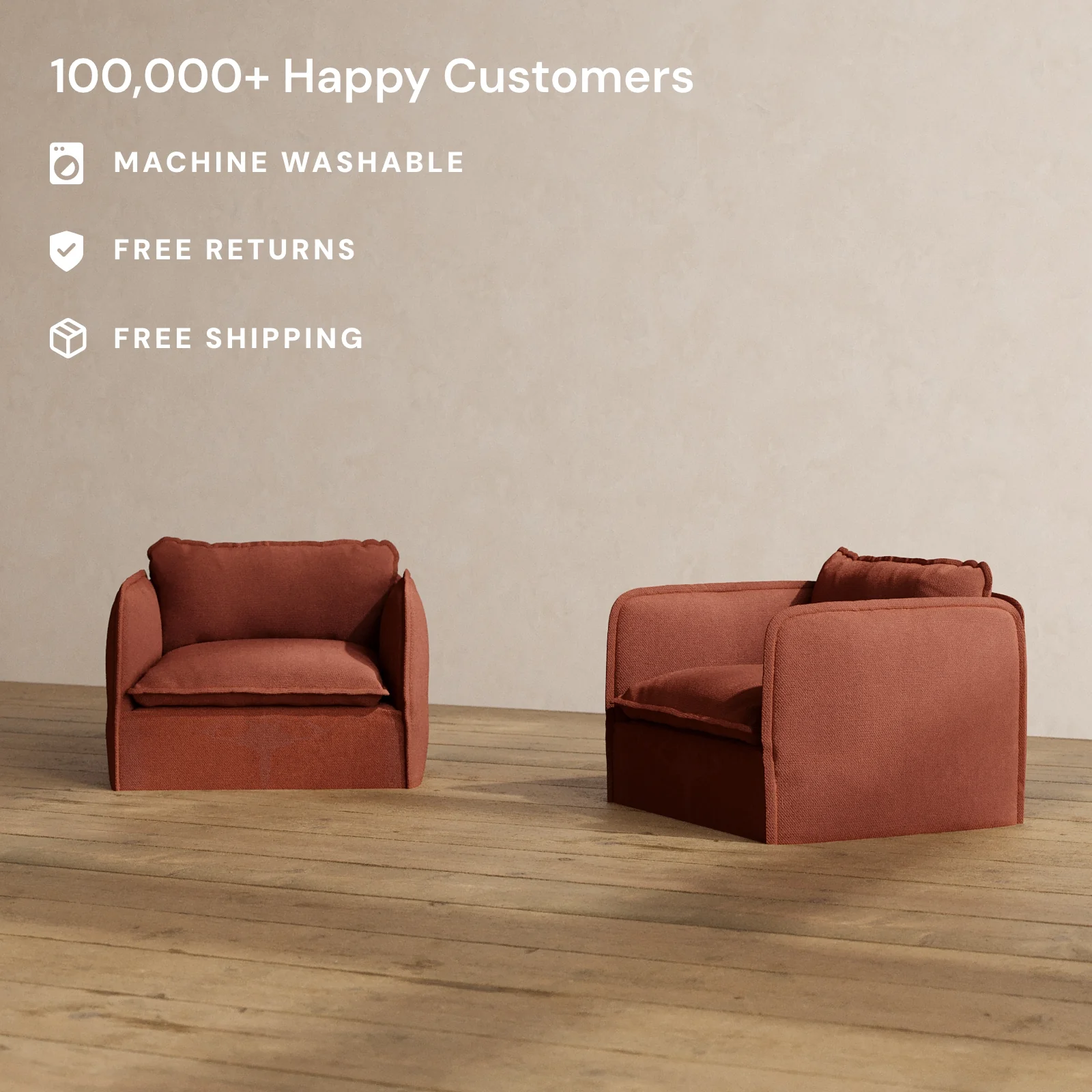 Modular Washable Armchair Set in Rust | Memorix+ Seat | Contour Pillow - Image 2