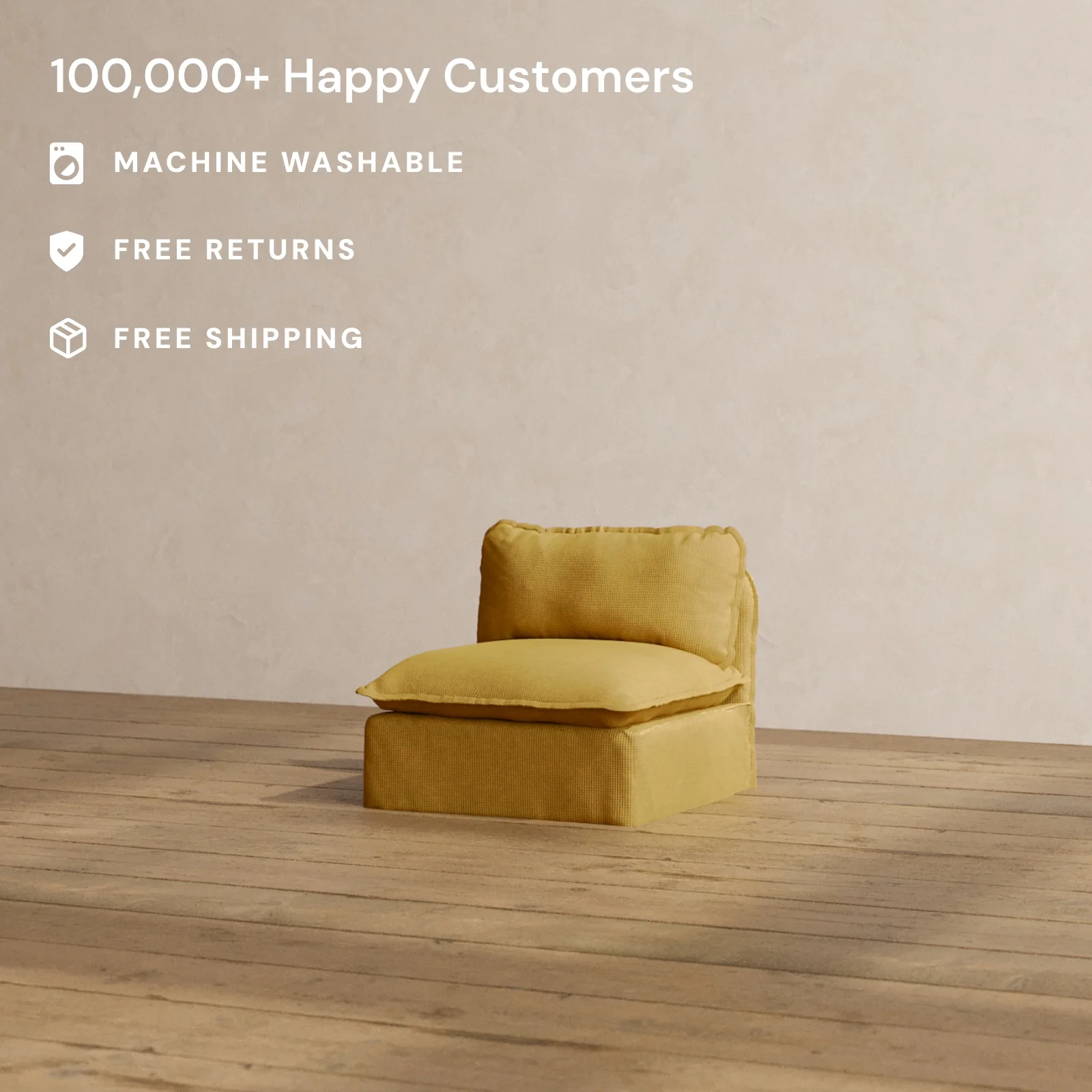 Modular Washable Armless Chair in Kiiro | Deluxe+ Seat | Cloud Pillow - Image 2