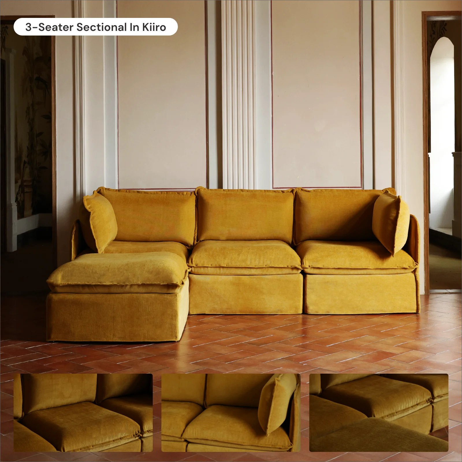Modular Washable Armless Chair in Kiiro | Deluxe+ Seat | Cloud Pillow - Image 7