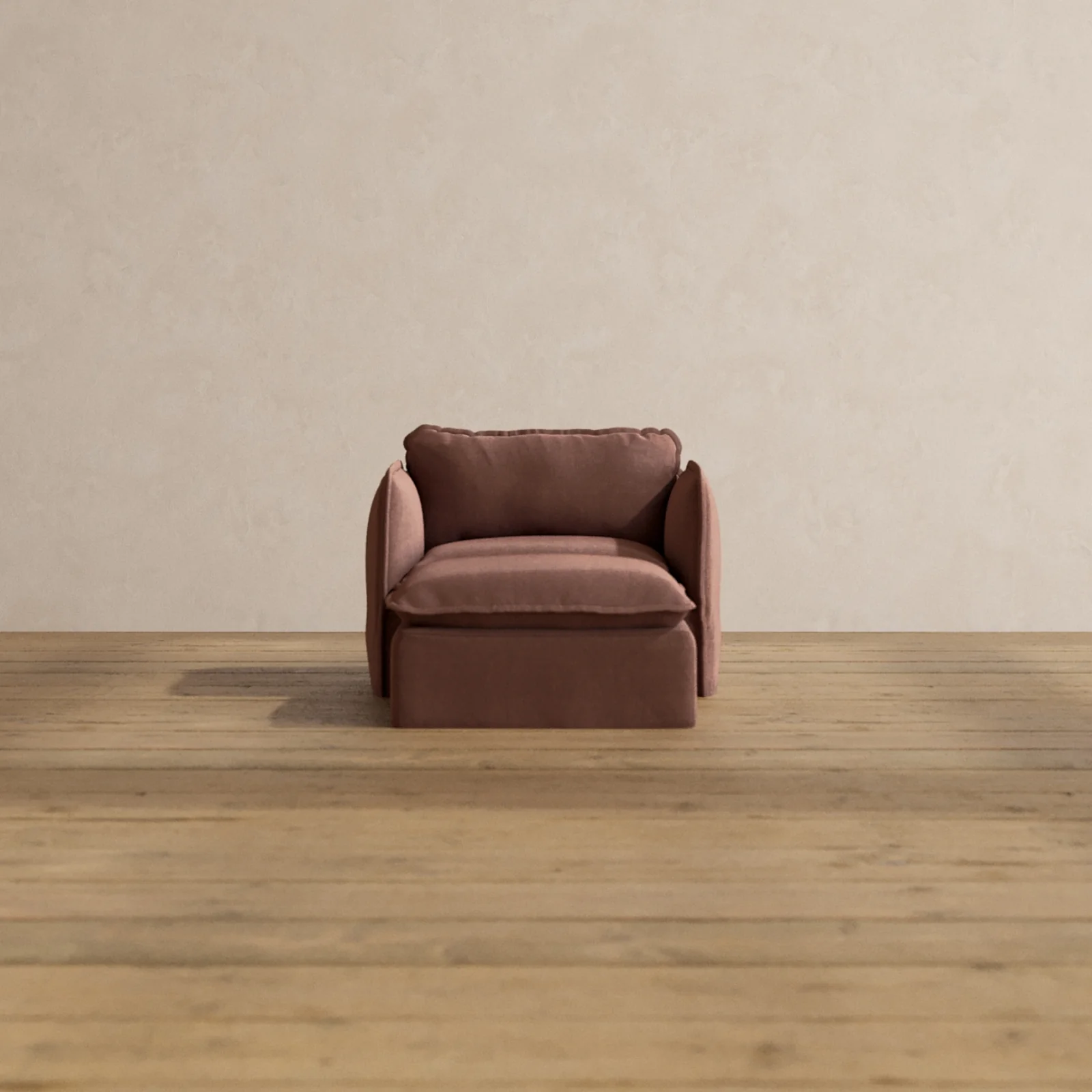 Modular Washable Chaise Armchair in Chestnut | Deluxe+ Seat | Cloud Pillow