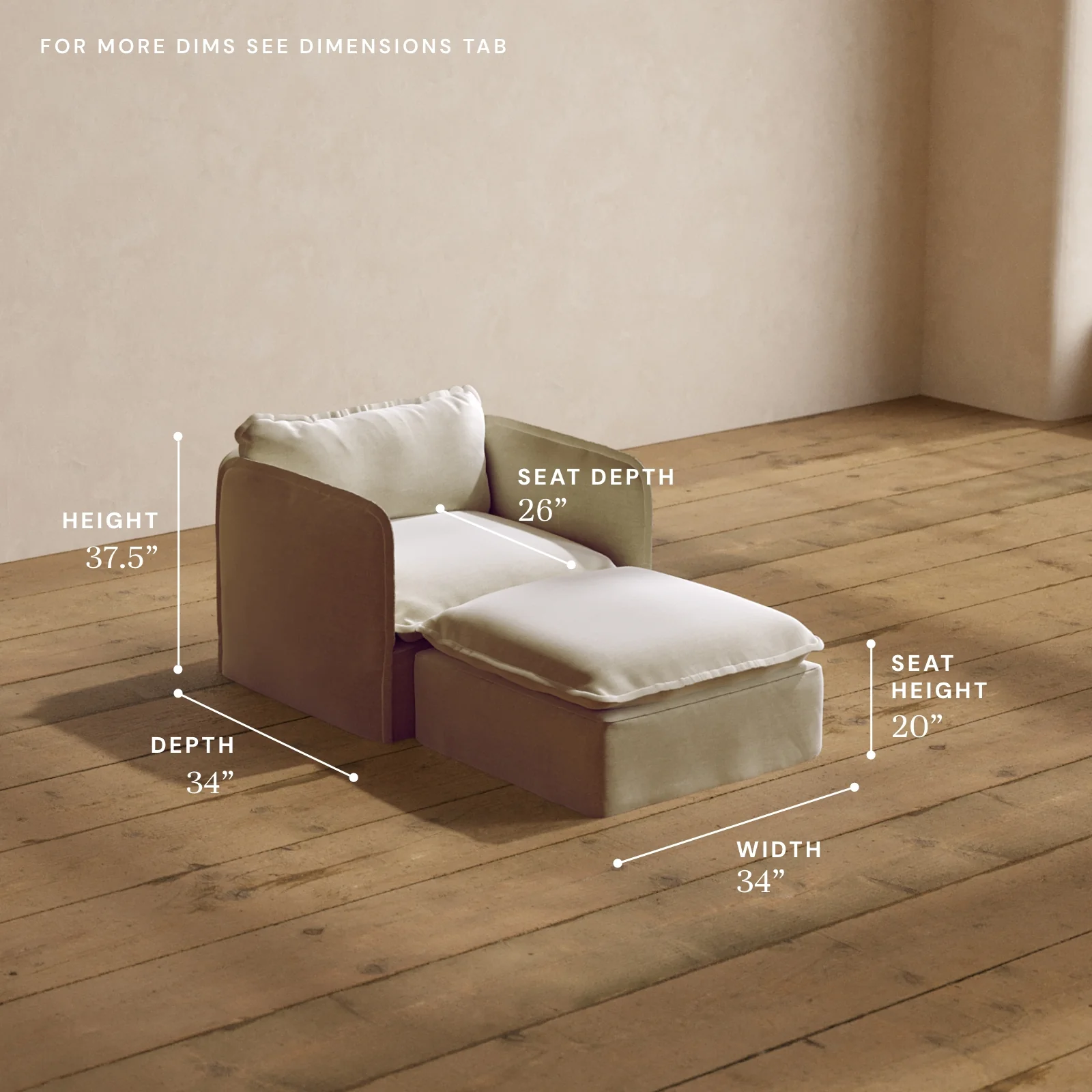 Modular Washable Chaise Armchair in Coco | Memorix+ Seat | Contour Pillow - Image 5