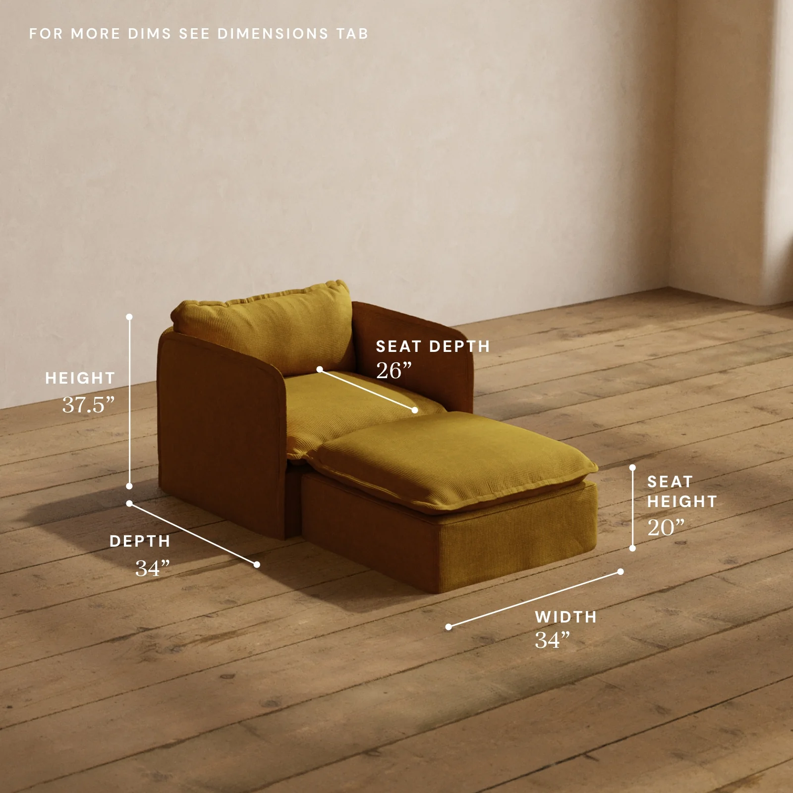 Modular Washable Chaise Armchair in Kiiro | Deluxe+ Seat | Cloud Pillow - Image 5