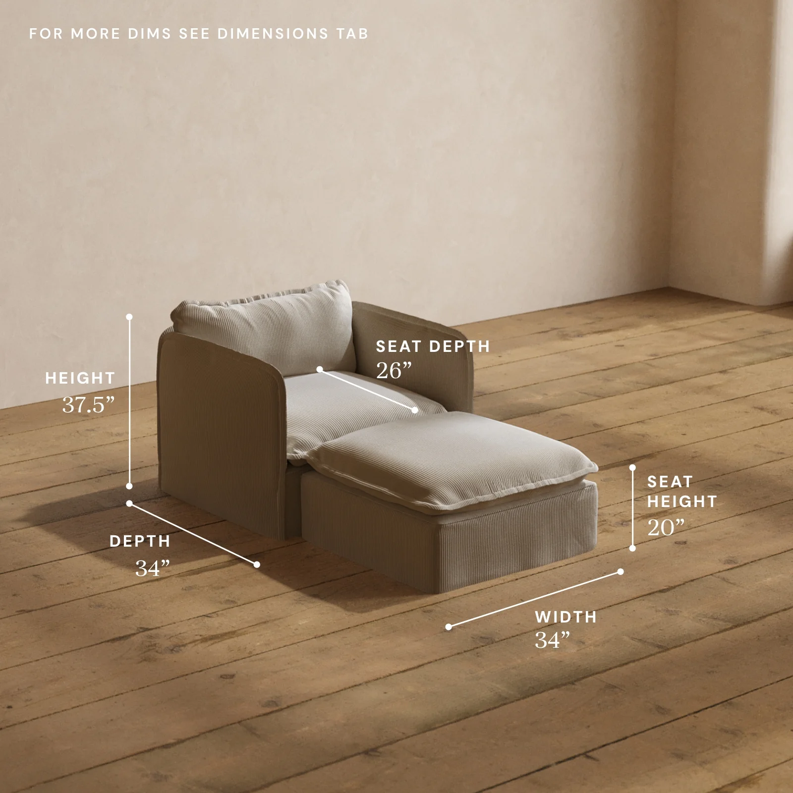 Modular Washable Chaise Armchair in Milk | Deluxe+ Seat | Cloud Pillow - Image 5