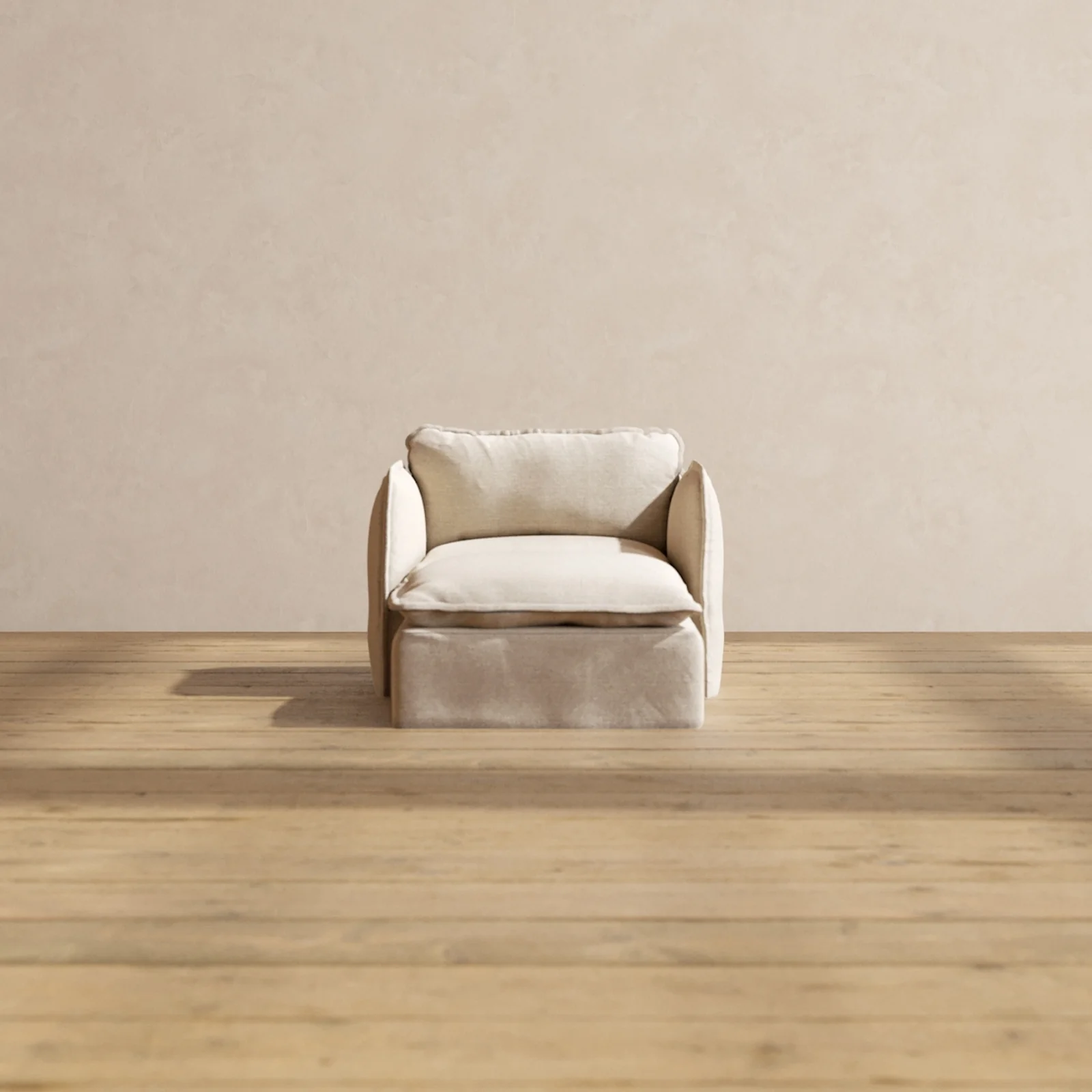 Modular Washable Chaise Armchair in Oat | Deluxe+ Seat | Cloud Pillow
