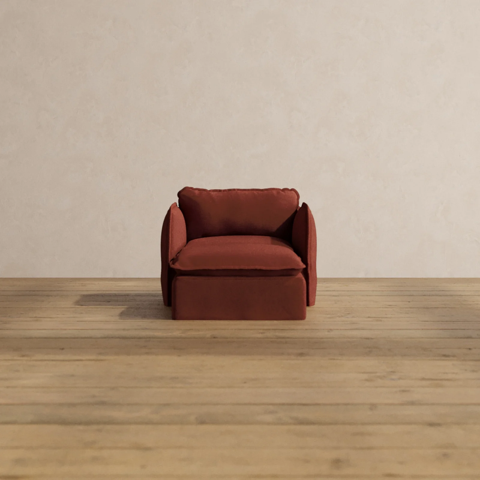 Modular Washable Chaise Armchair in Rust | Deluxe+ Seat | Cloud Pillow