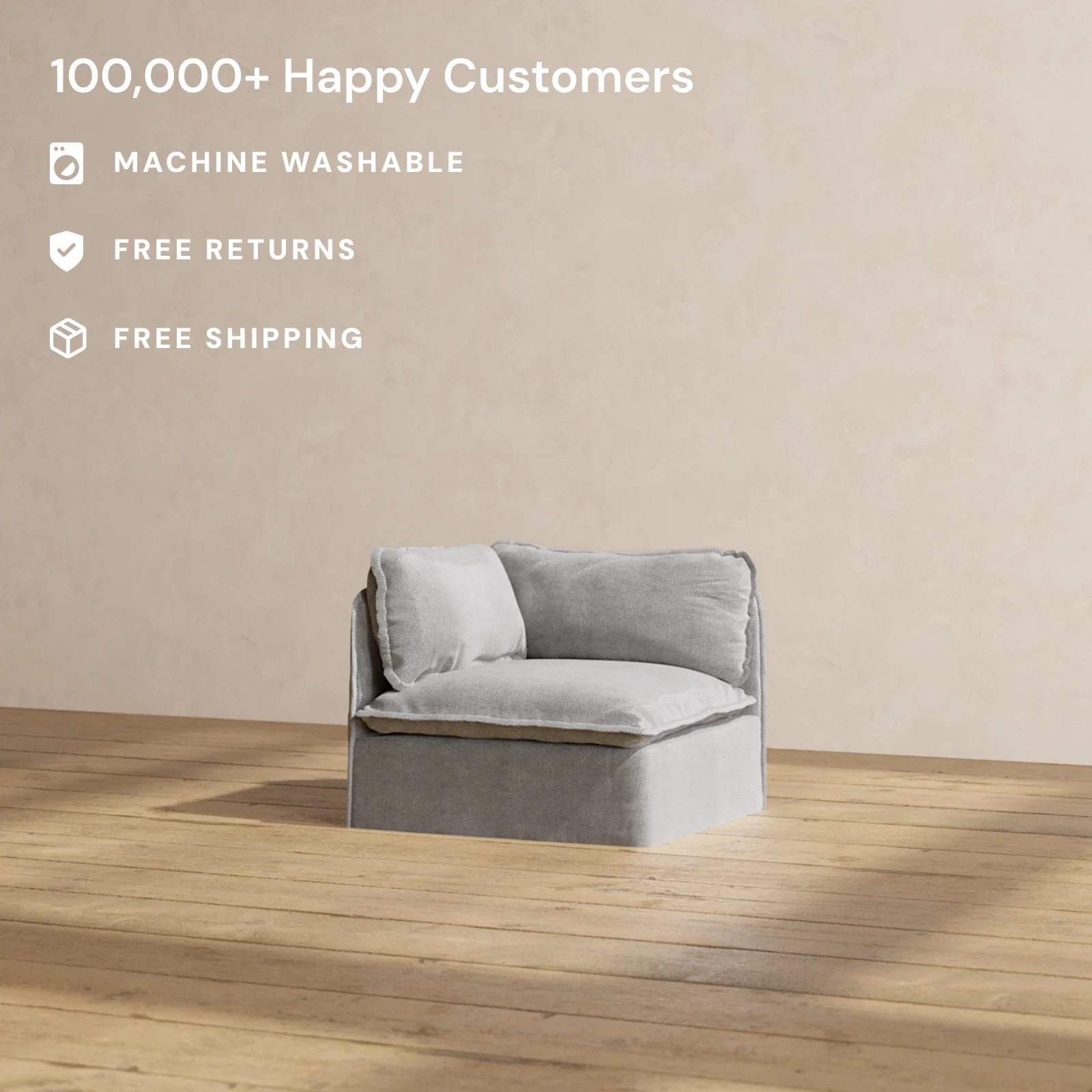 Modular Washable Corner Chair in Ash | Memorix+ Seat | Contour Pillow - Image 2
