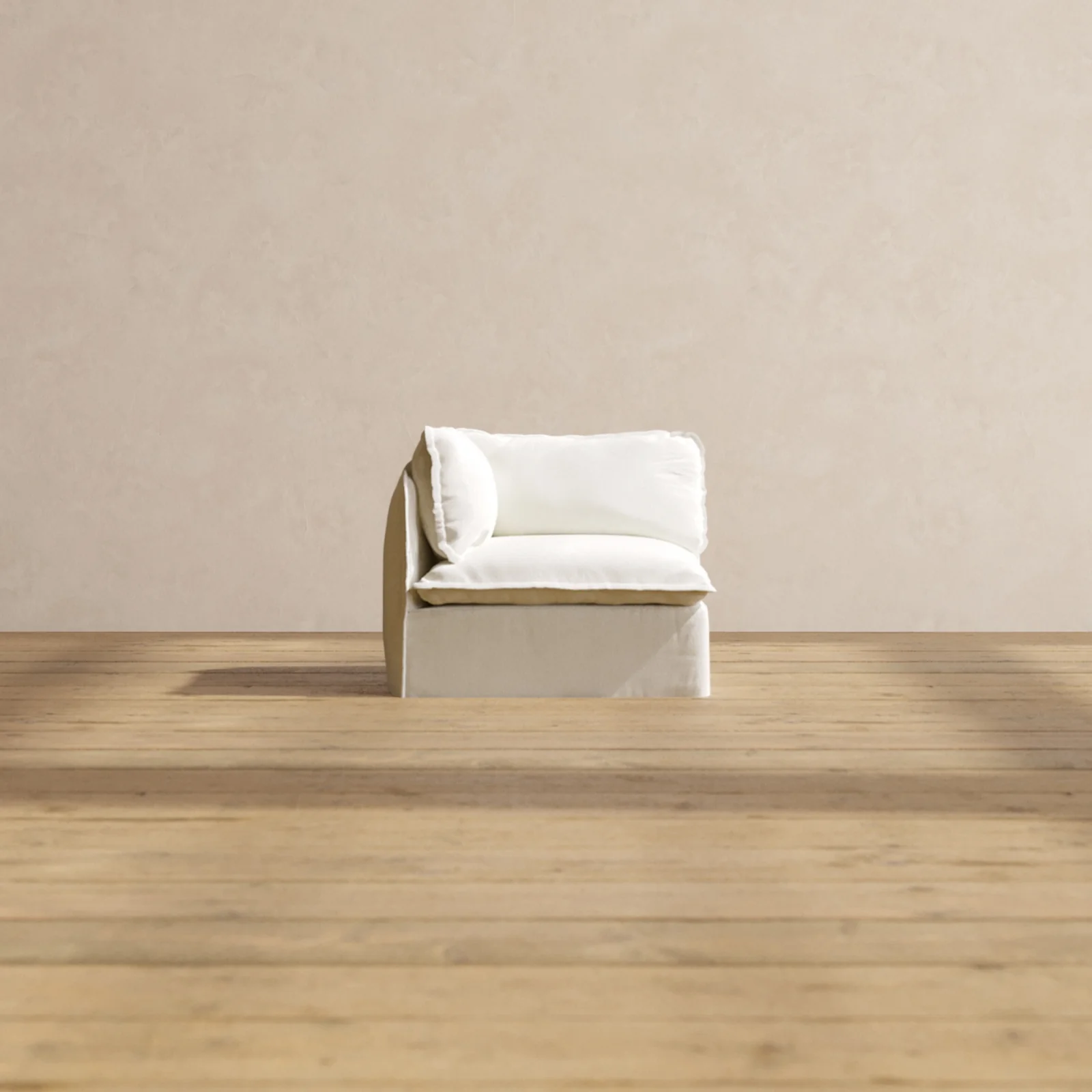 Modular Washable Corner Chair in Eggshell | Deluxe+ Seat | Cloud Pillow
