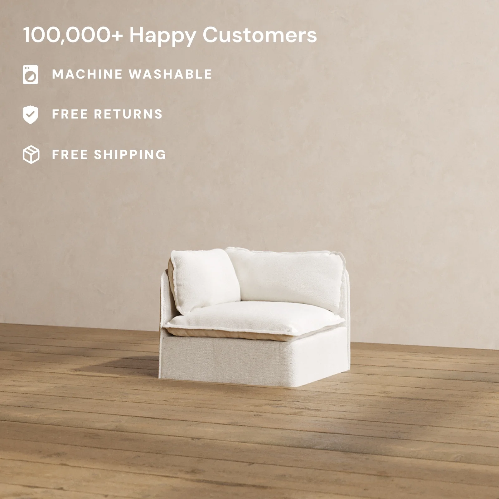 Modular Washable Corner Chair in Powder | Deluxe+ Seat | Cloud Pillow - Image 2