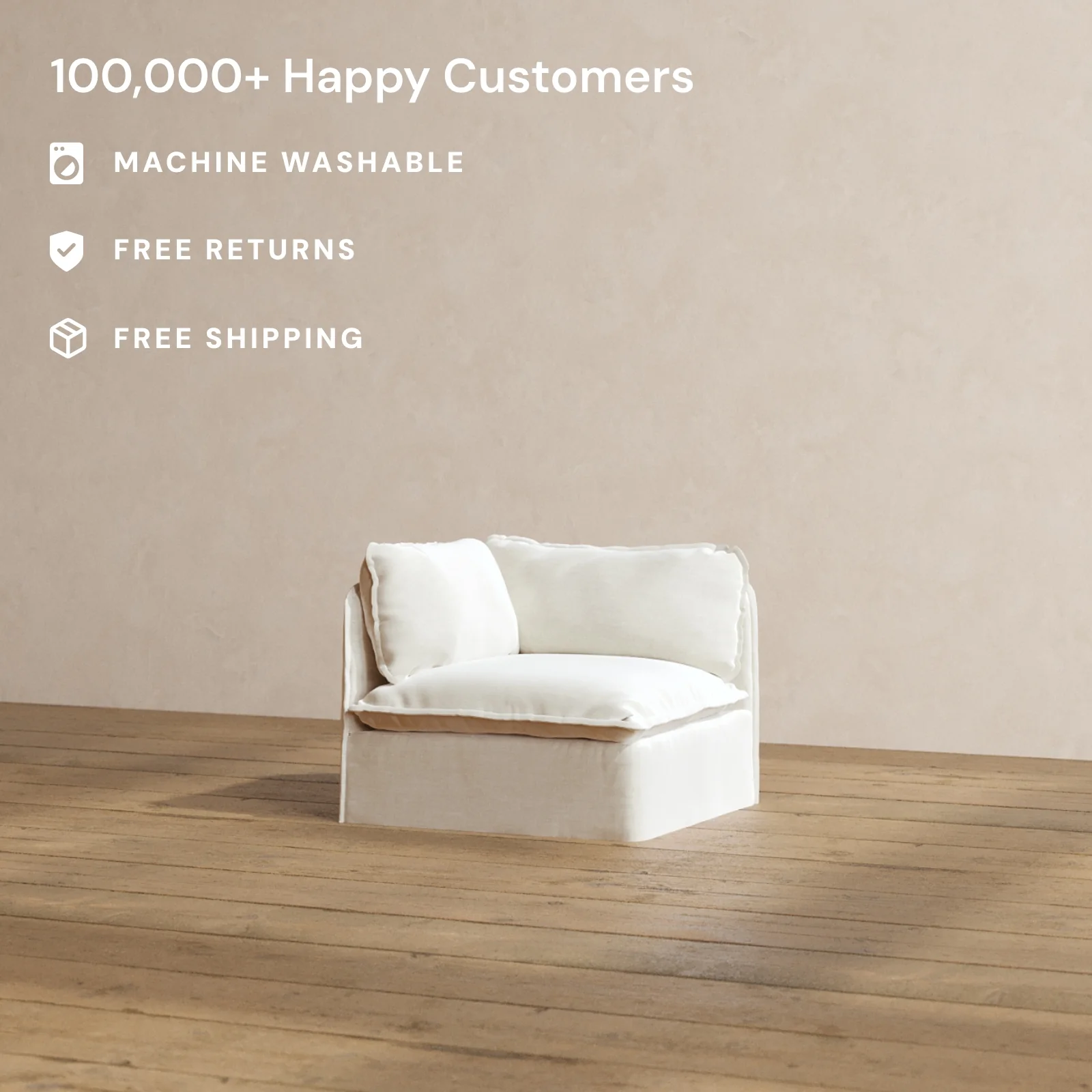 Modular Washable End Chair - Left in Coco | Memorix+ Seat | Contour Pillow - Image 2