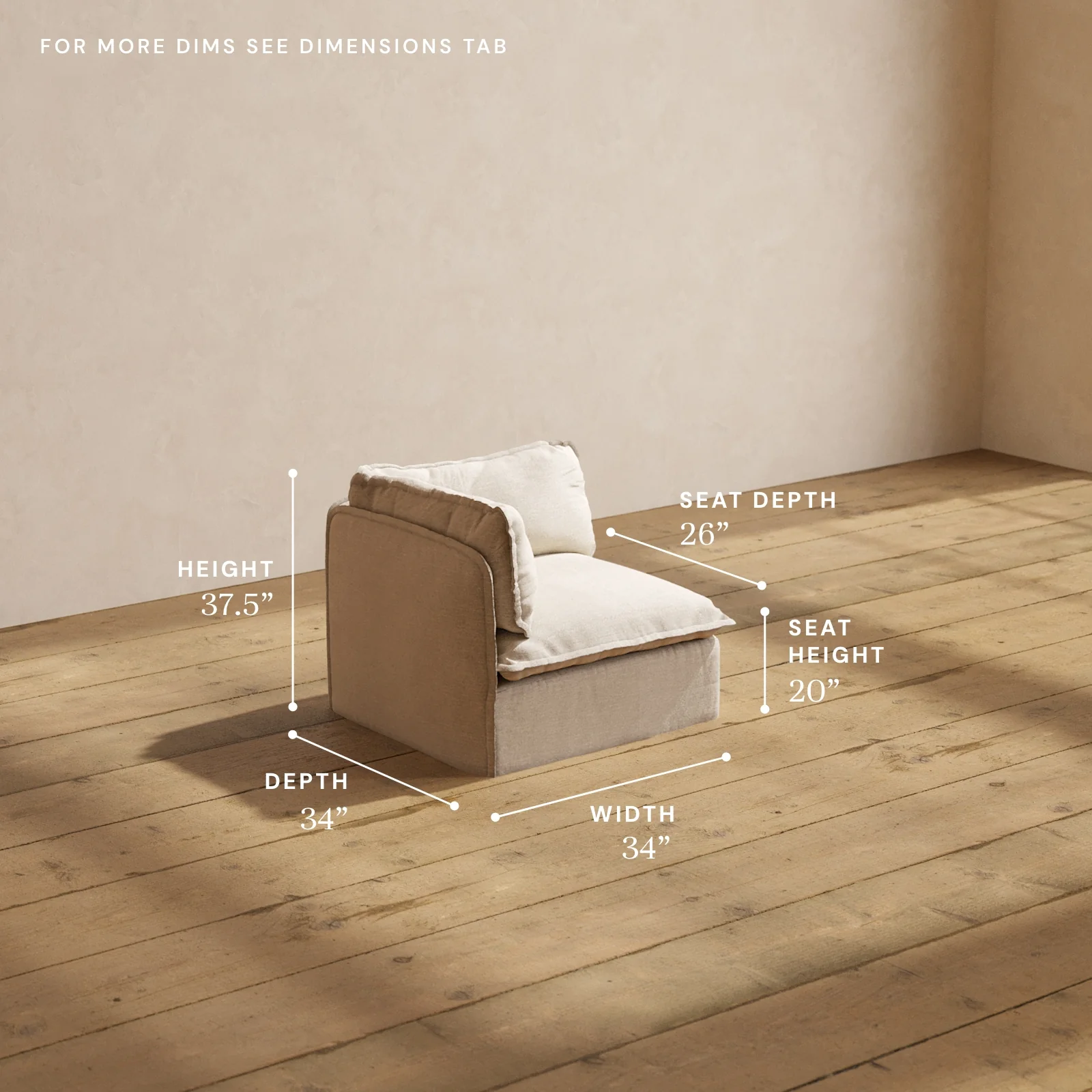 Modular Washable End Chair - Left in Oat | Memorix+ Seat | Contour Pillow - Image 5