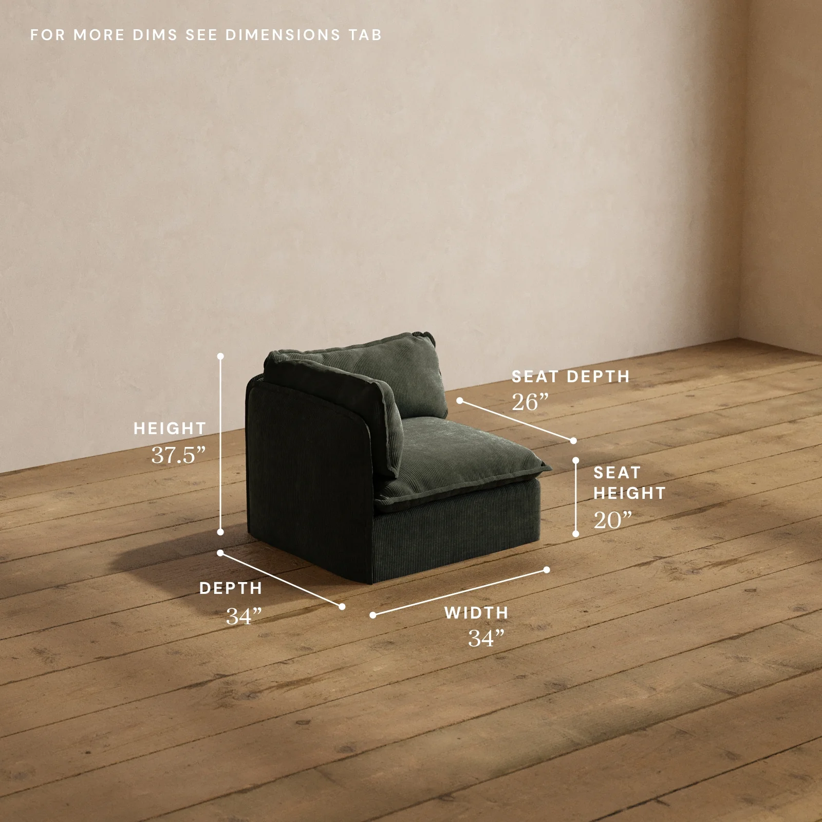 Modular Washable End Chair - Left in Olivine | Memorix+ Seat | Contour Pillow - Image 5