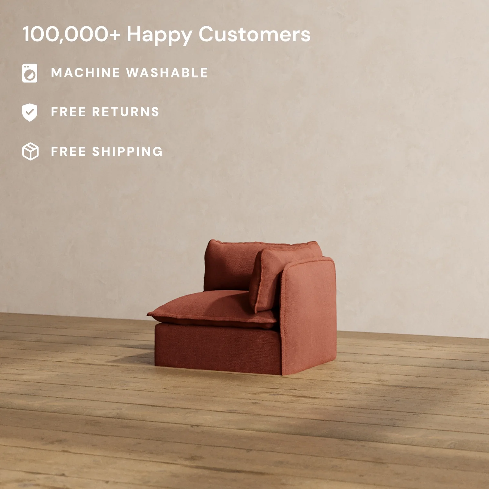 Modular Washable End Chair - Right in Rust | Memorix+ Seat | Contour Pillow - Image 2