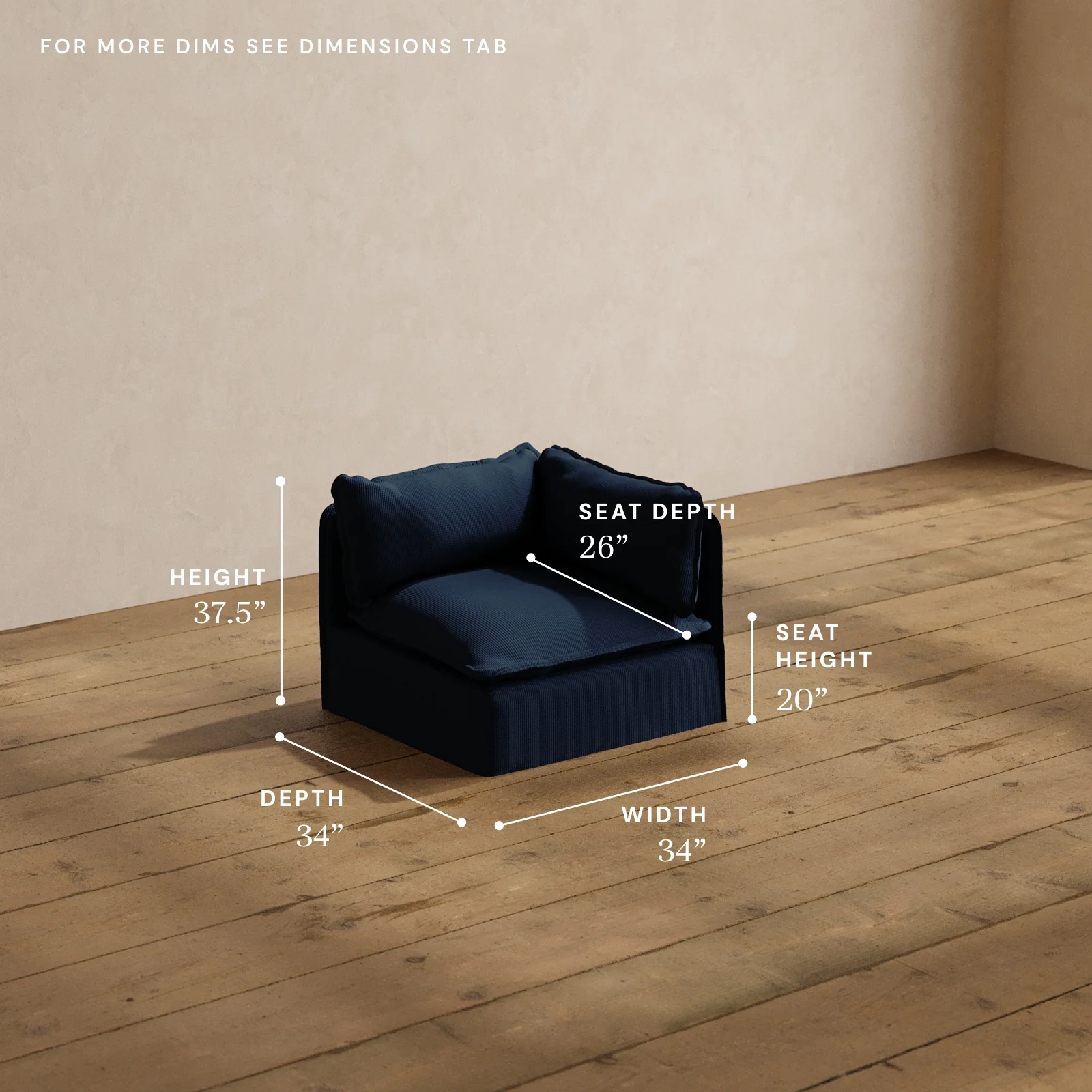 Modular Washable End Chair - Right in Sumi | Deluxe+ Seat | Cloud Pillow - Image 5