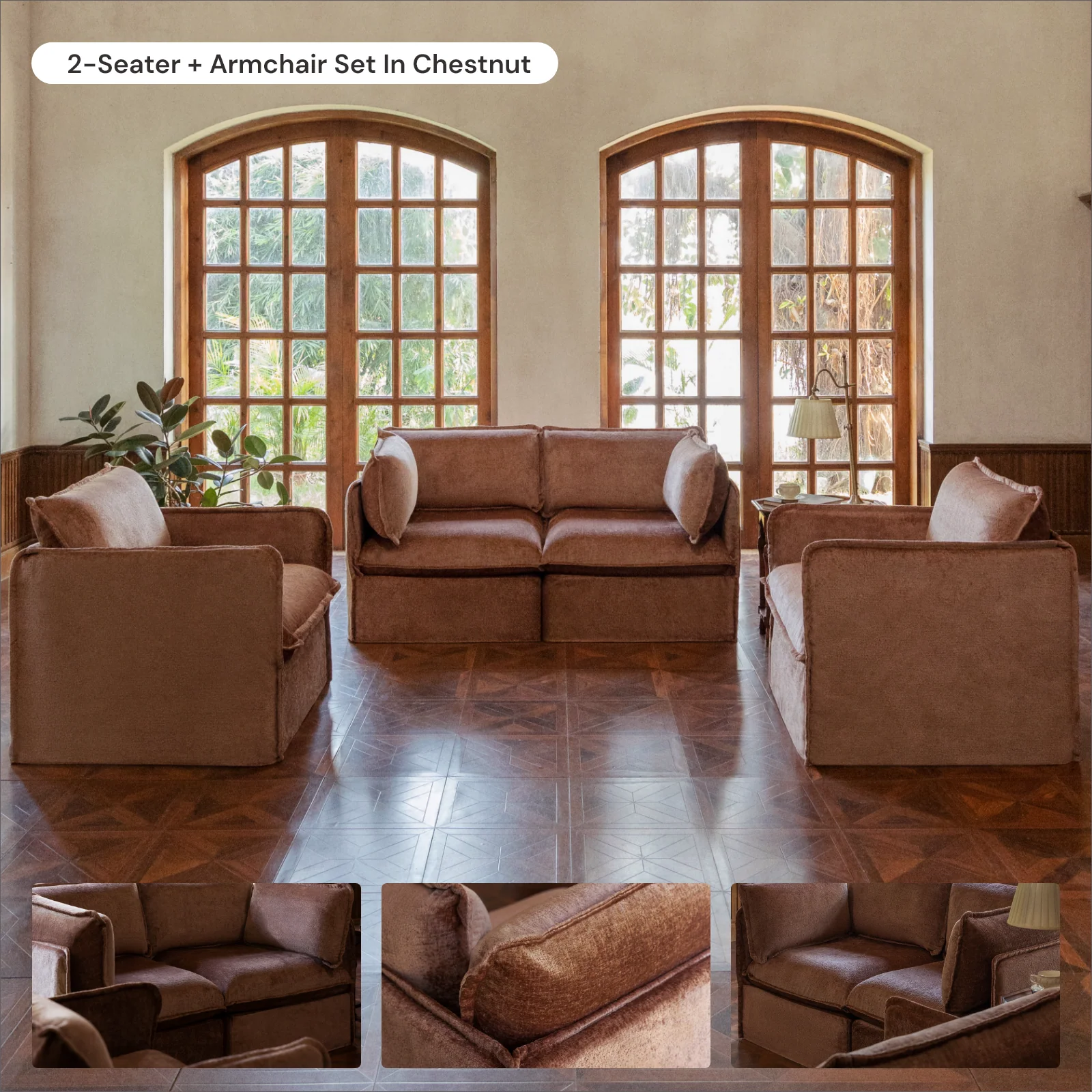 Modular Washable Ottoman in Chestnut | Deluxe+ Seat - Image 7