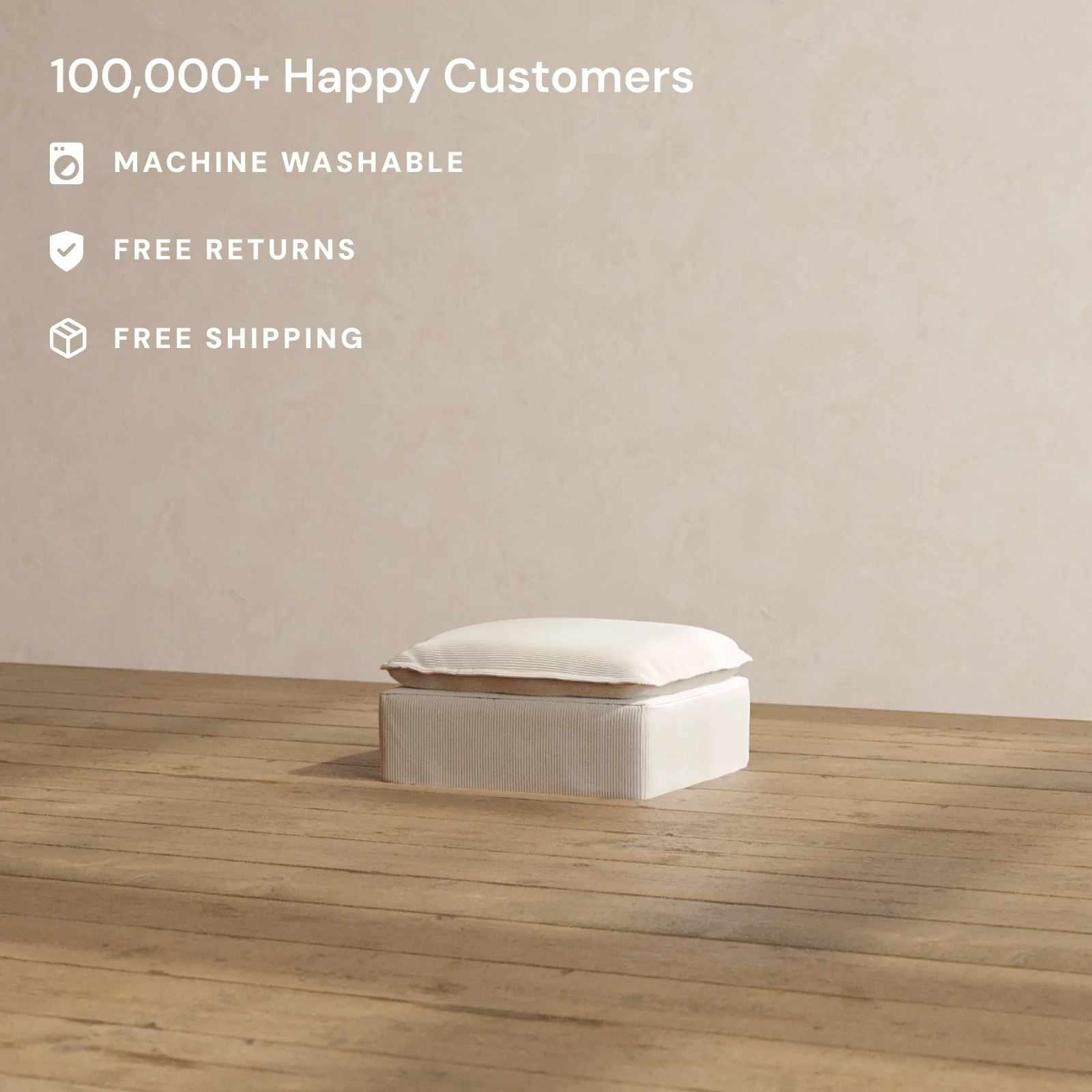 Modular Washable Ottoman in Milk | Memorix+ Seat - Image 2
