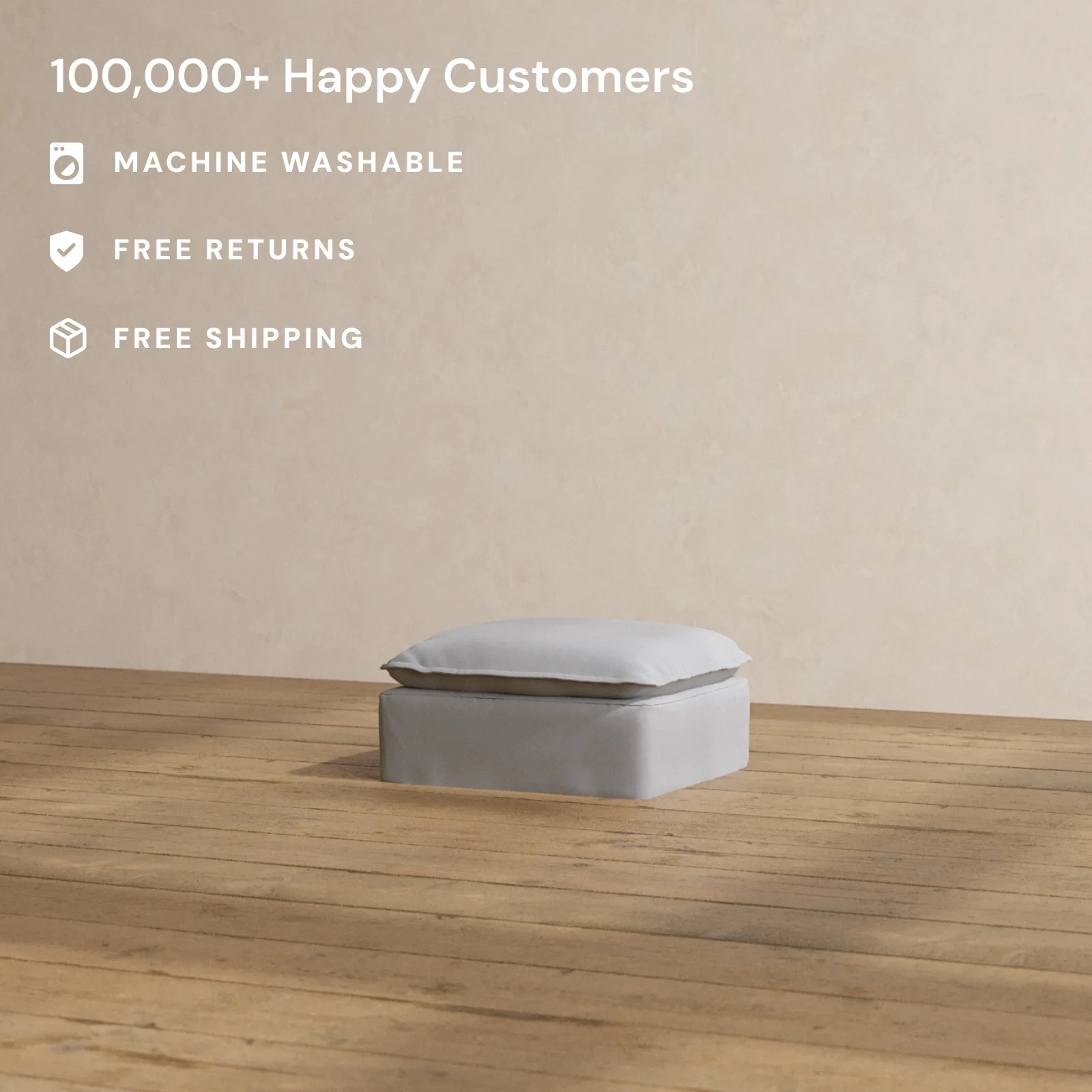 Modular Washable Ottoman in Pumice | Deluxe+ Seat - Image 2