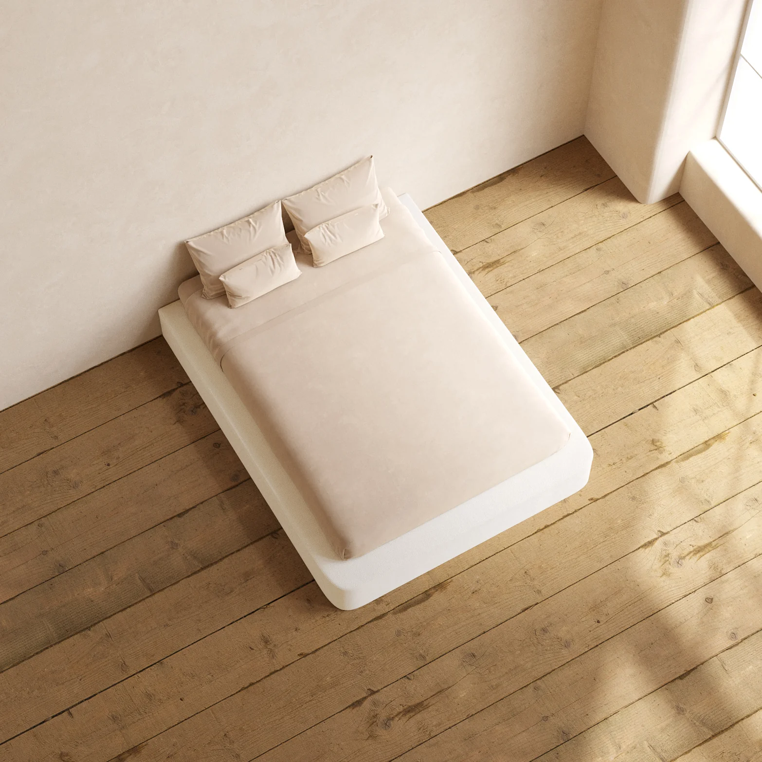Queen Upholstered Platform Bed | Knit Velvet in Powder - Image 8