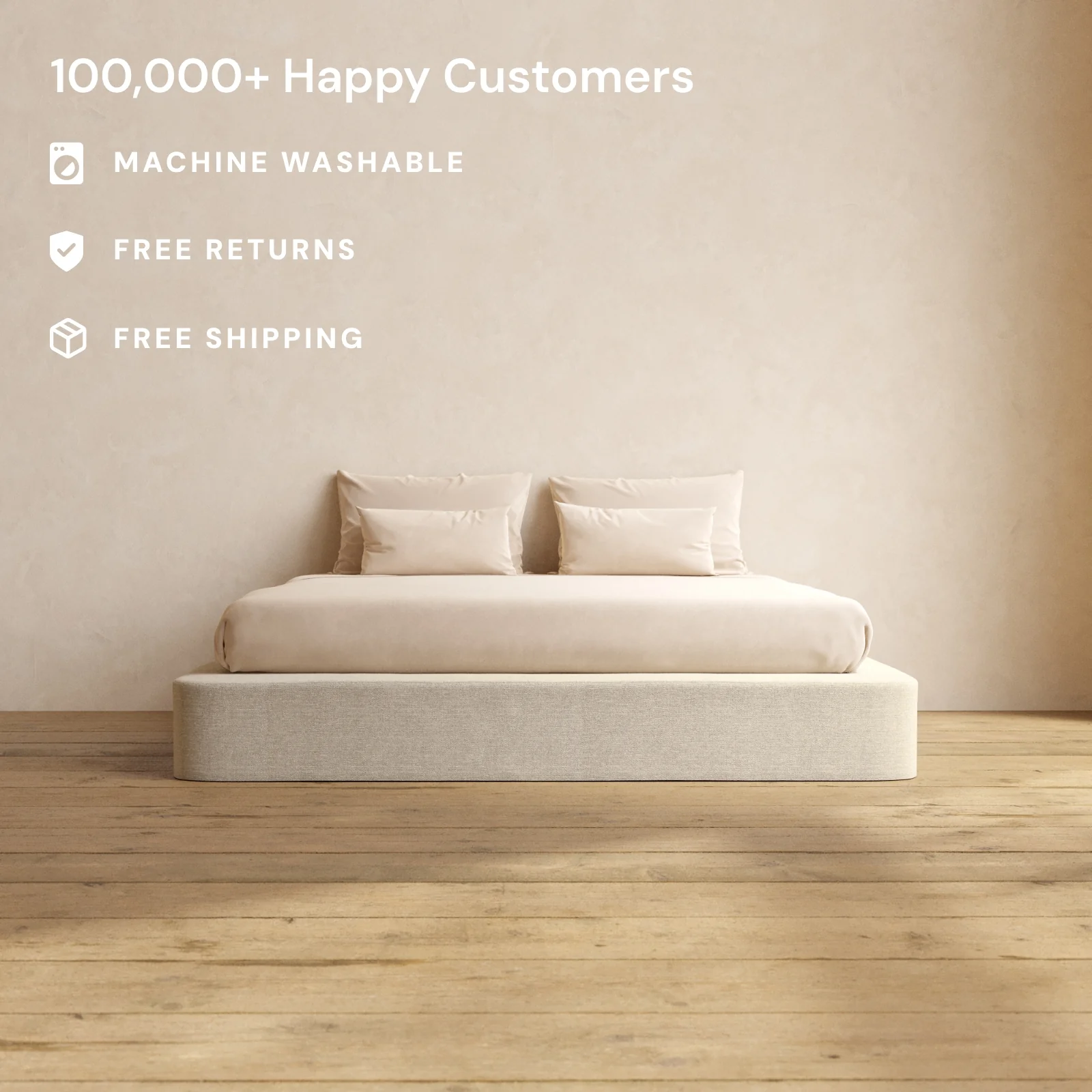 Slipcover Only - King Upholstered Platform Bed | Blended Weave in Oat - Image 2