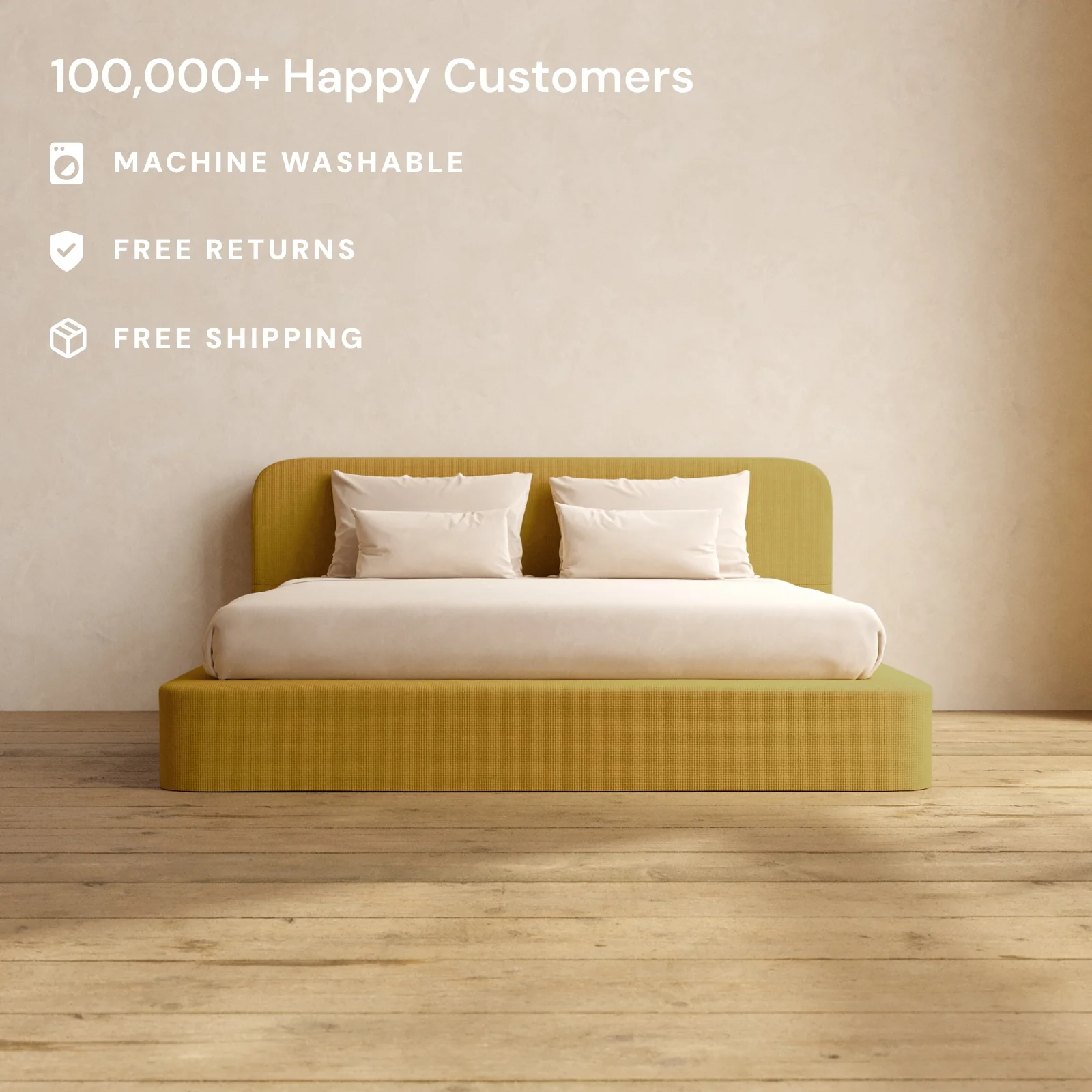 Slipcover Only - King Upholstered Platform Bed + Headboard | Mizu Weave in Kiiro - Image 2