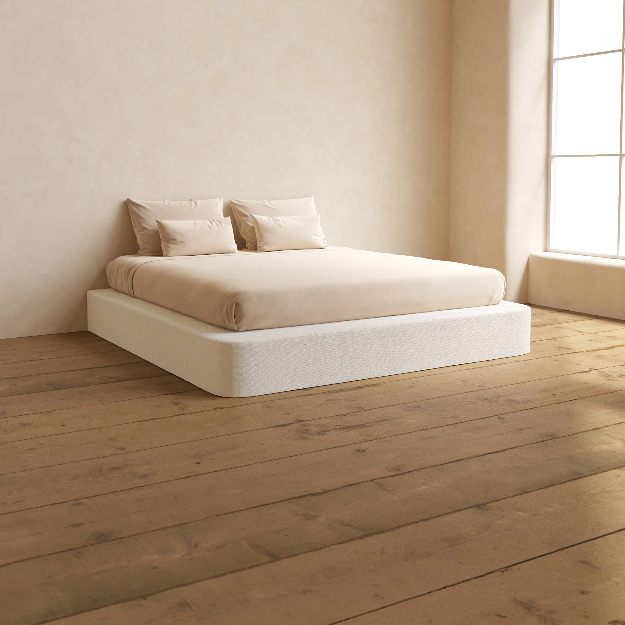 Slipcover Only - King Upholstered Platform Bed | Knit Velvet in Powder