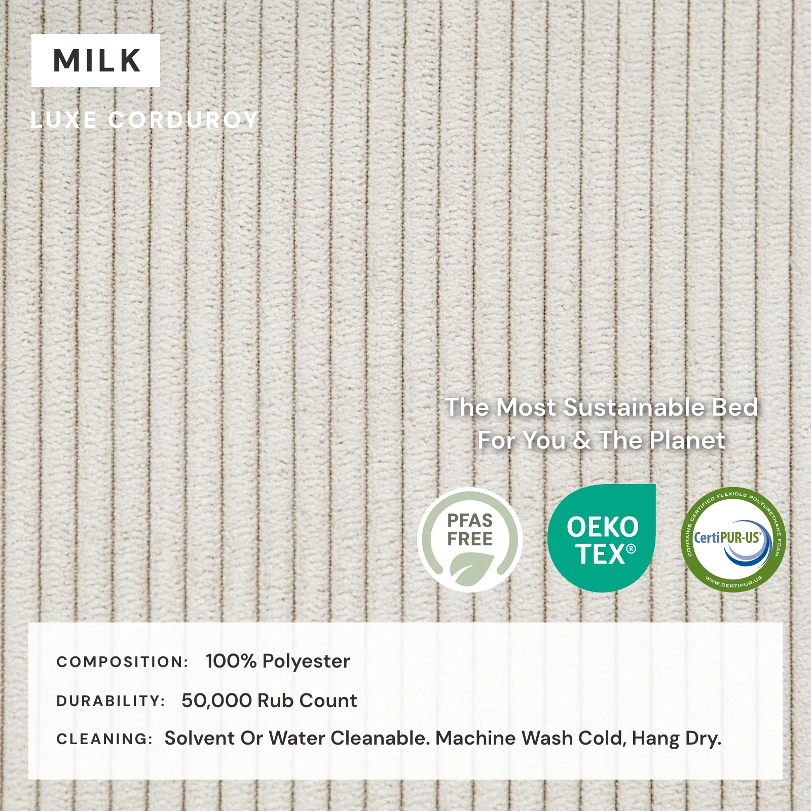 Slipcover Only - King Upholstered Platform Bed | Luxe Corduroy in Milk - Image 4