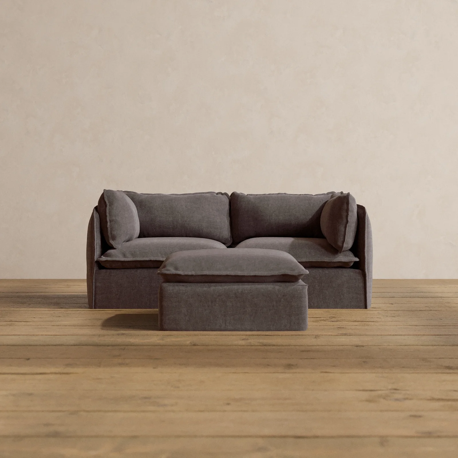 Slipcover Only - Modular Washable 2-Seater + Ottoman in Caviar