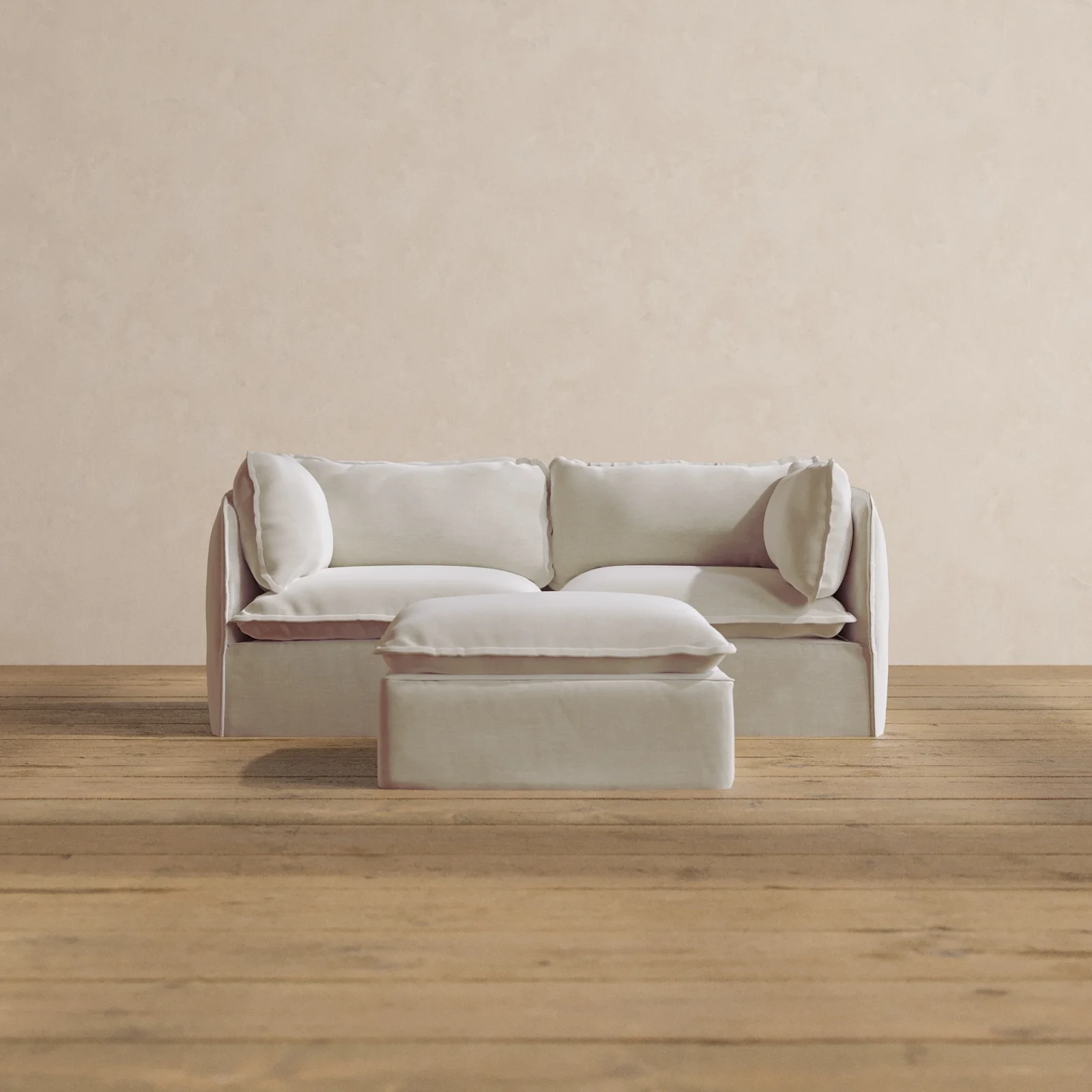 Slipcover Only - Modular Washable 2-Seater + Ottoman in Coco