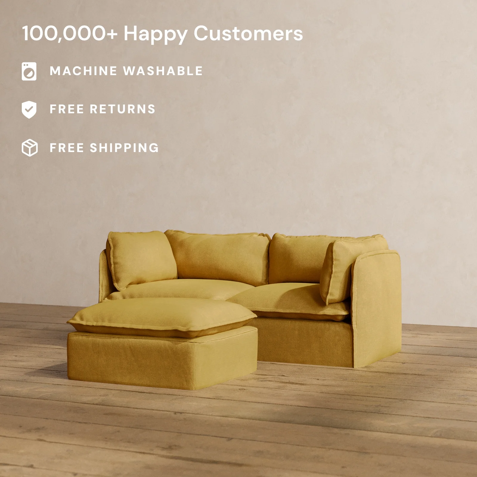 Slipcover Only - Modular Washable 2-Seater + Ottoman in Kiiro - Image 2