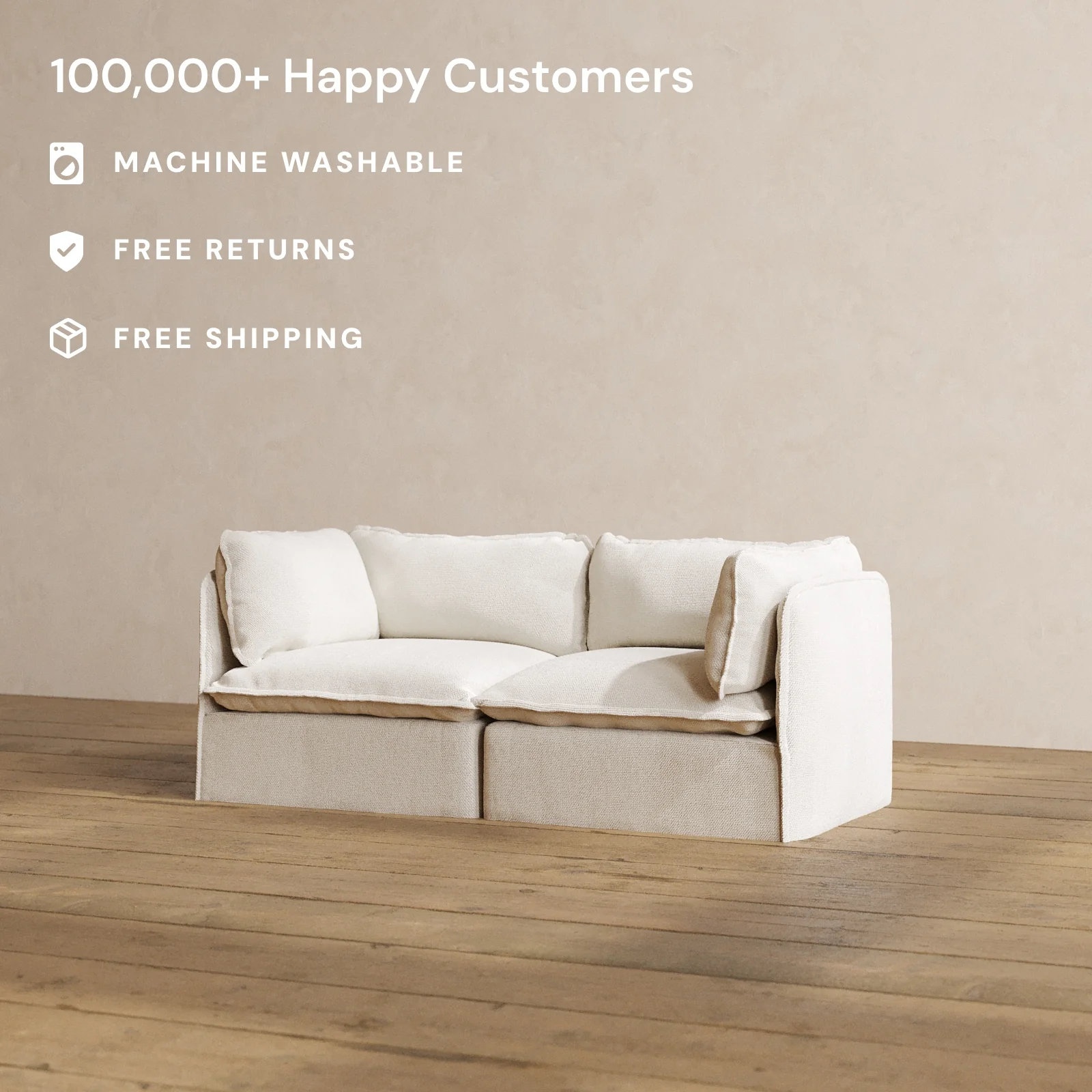 Slipcover Only - Modular Washable 2-Seater in Powder - Image 2