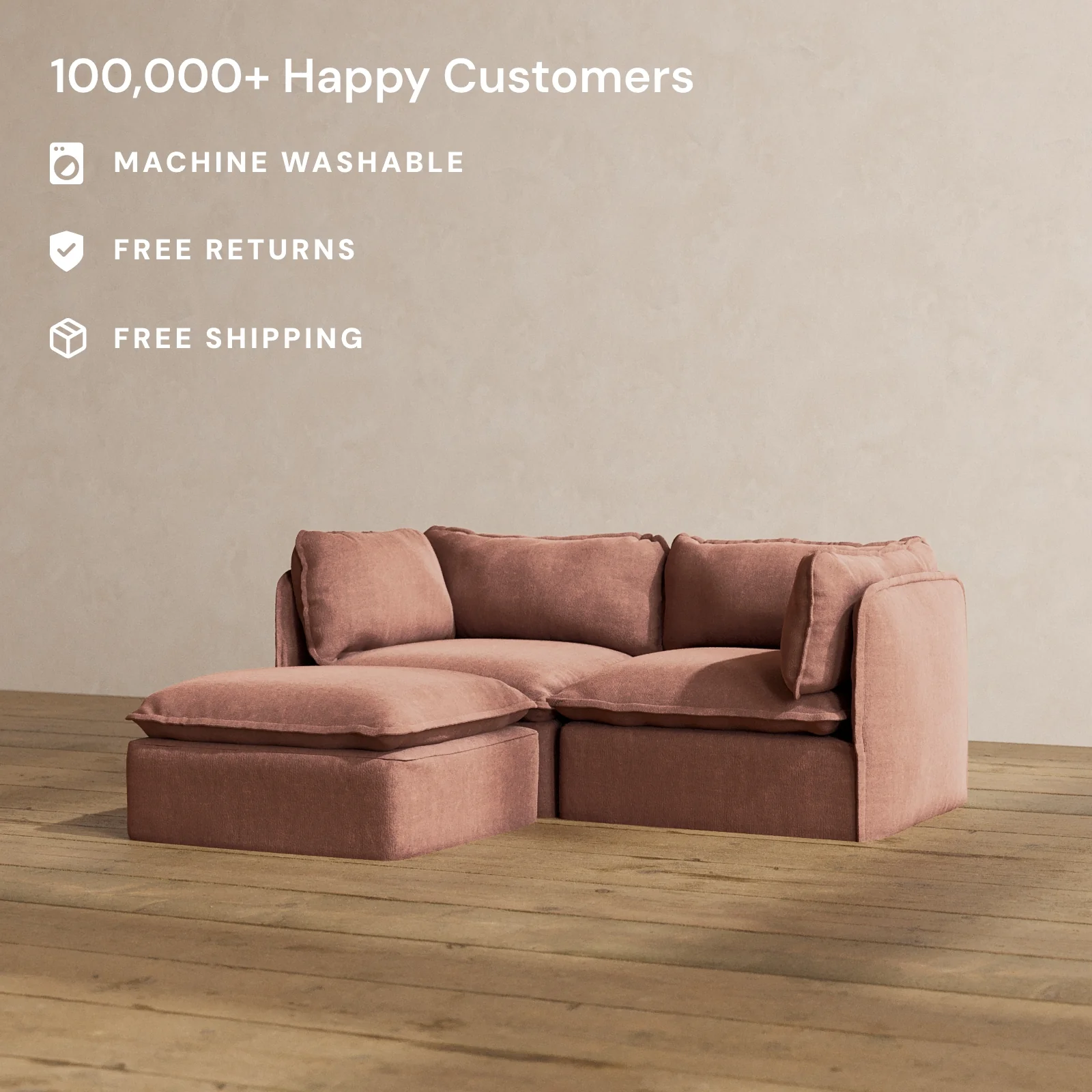 Slipcover Only - Modular Washable 2-Seater Sectional in Chestnut - Image 2