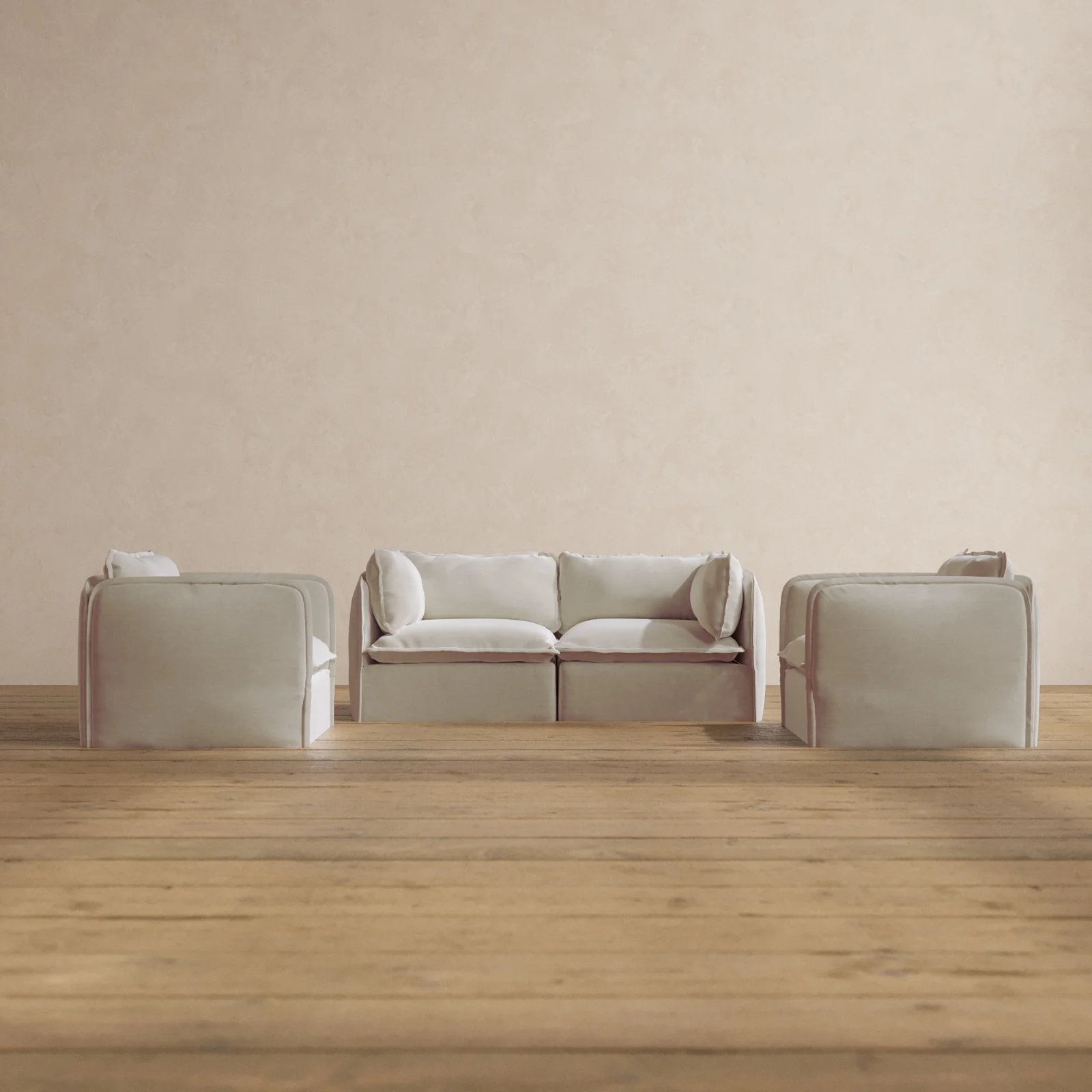 Slipcover Only - Modular Washable 2-Seater Sofa + Armchair Set in Coco