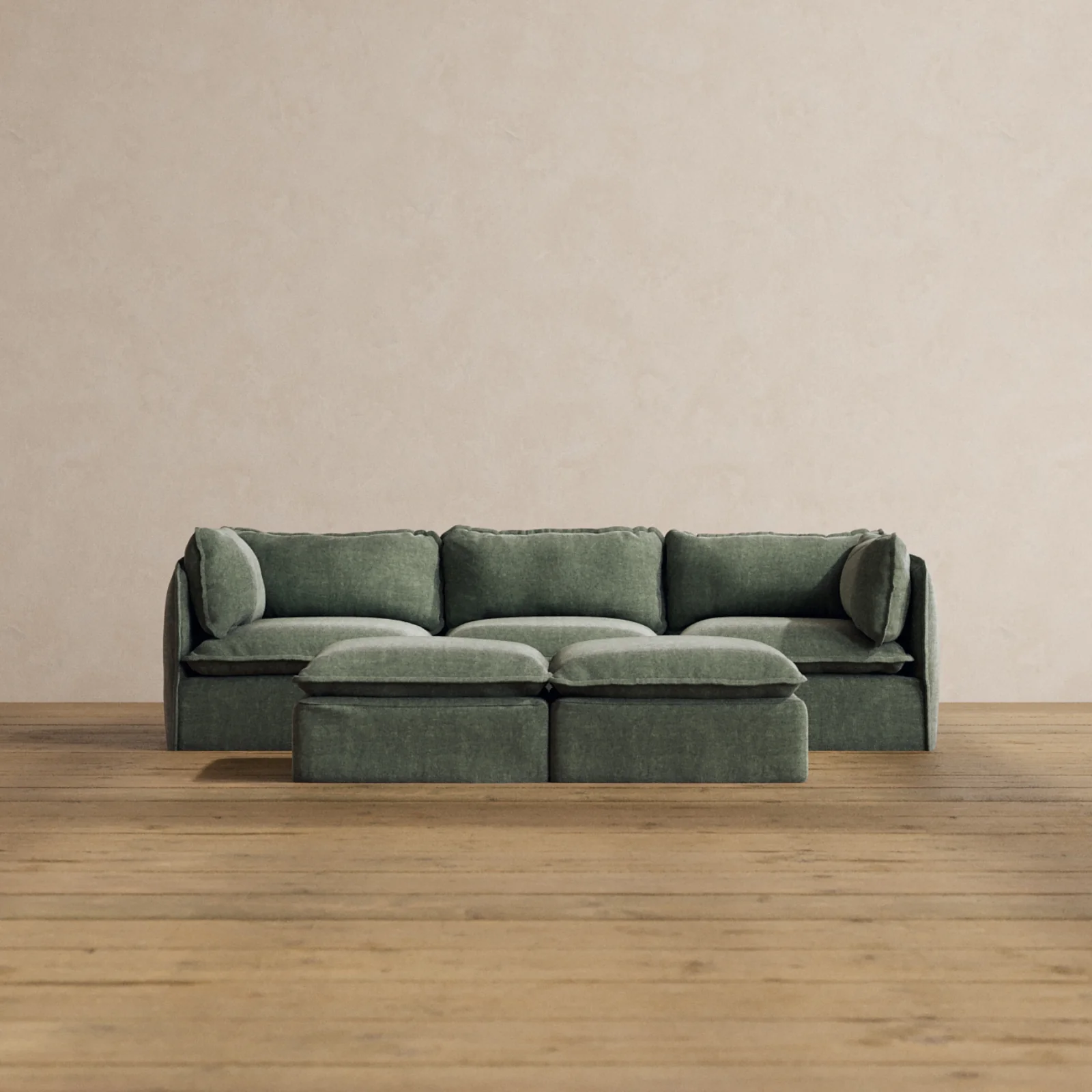 Slipcover Only - Modular Washable 3-Seater + Bench Ottoman in Willow