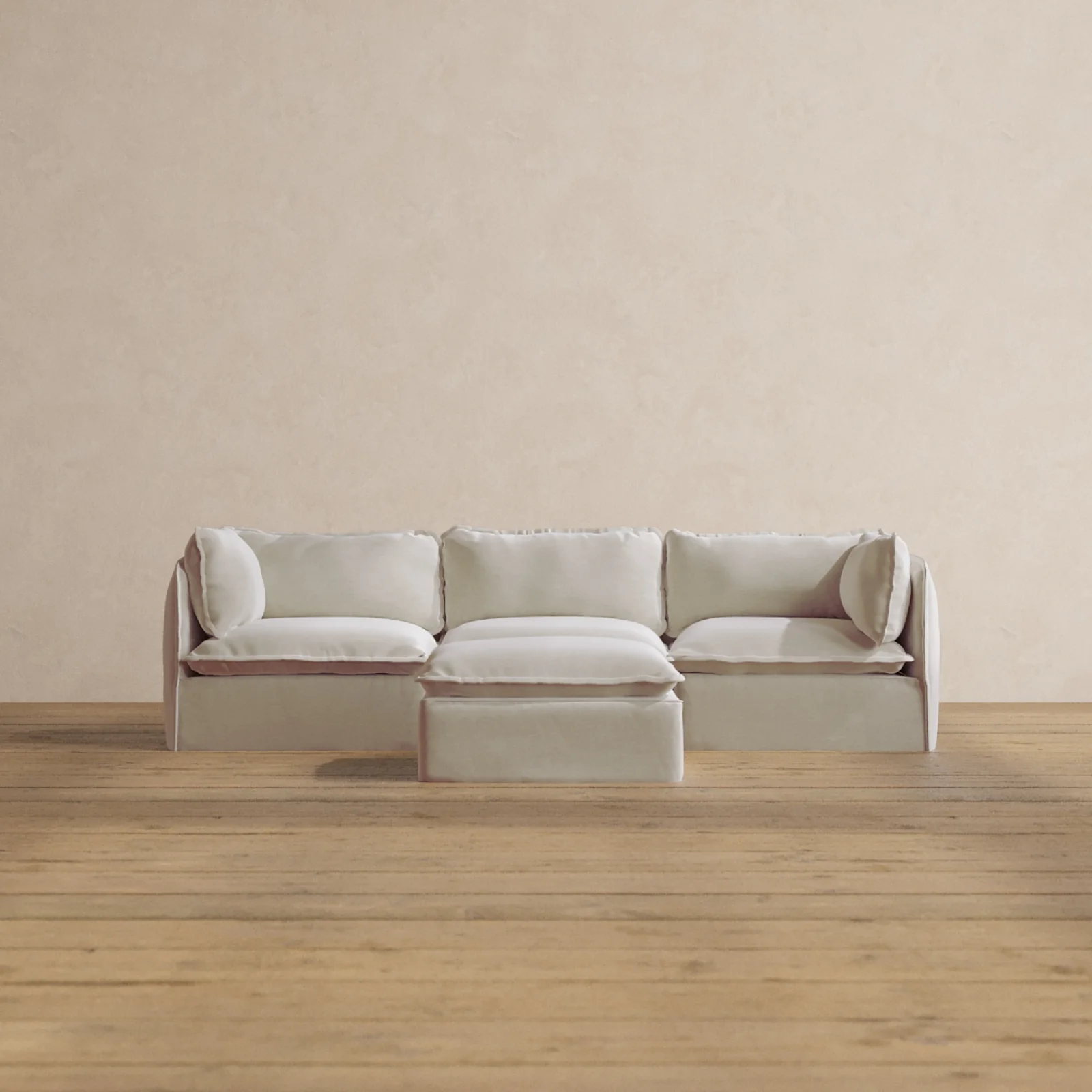 Slipcover Only - Modular Washable 3-Seater + Ottoman in Coco