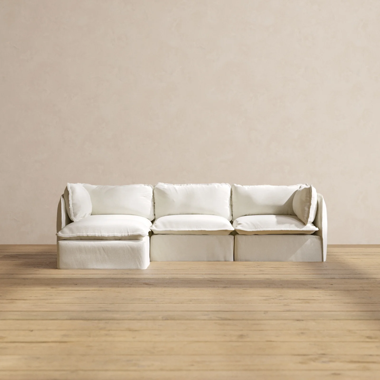Slipcover Only - Modular Washable 3-Seater Sectional in Eggshell