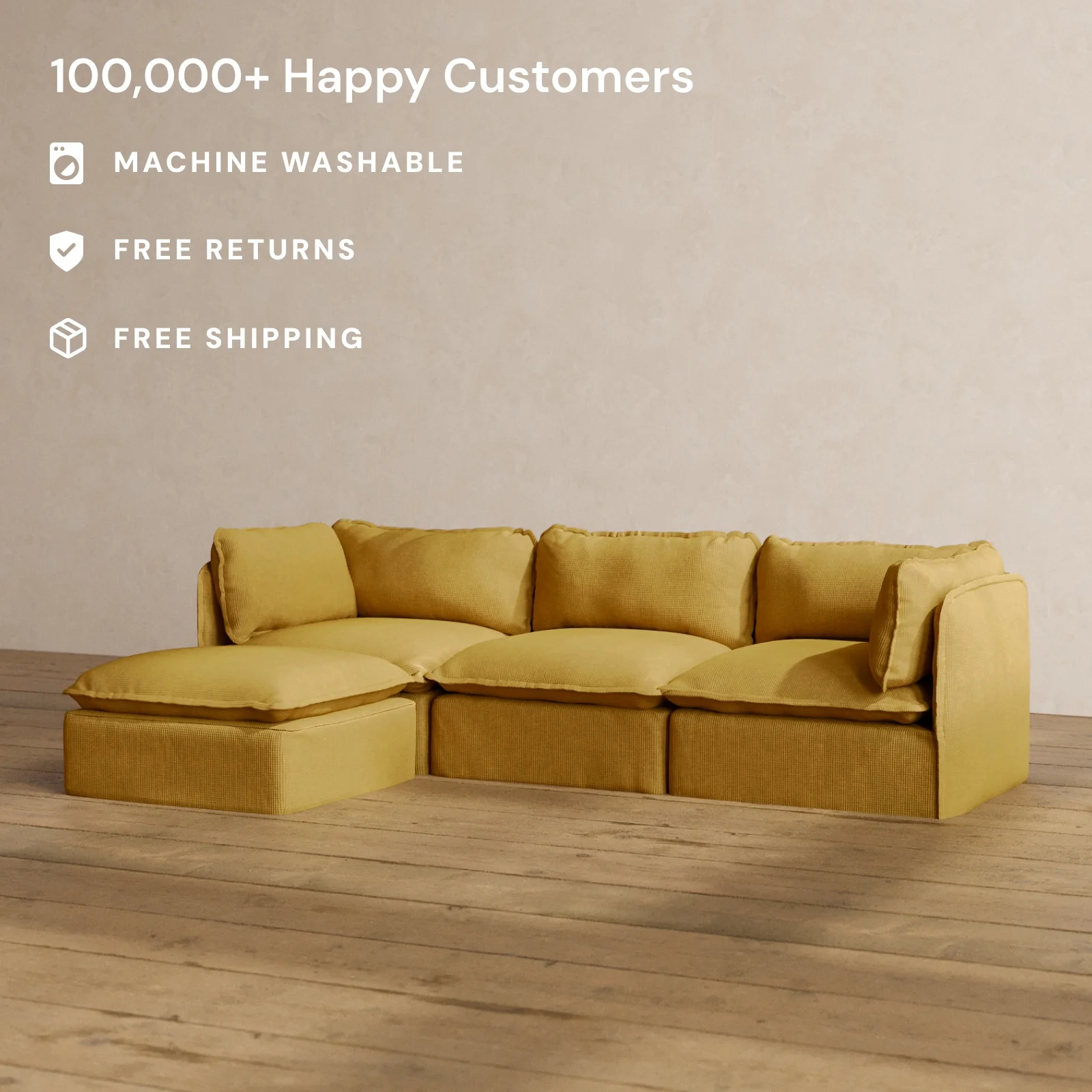 Slipcover Only - Modular Washable 3-Seater Sectional in Kiiro - Image 2