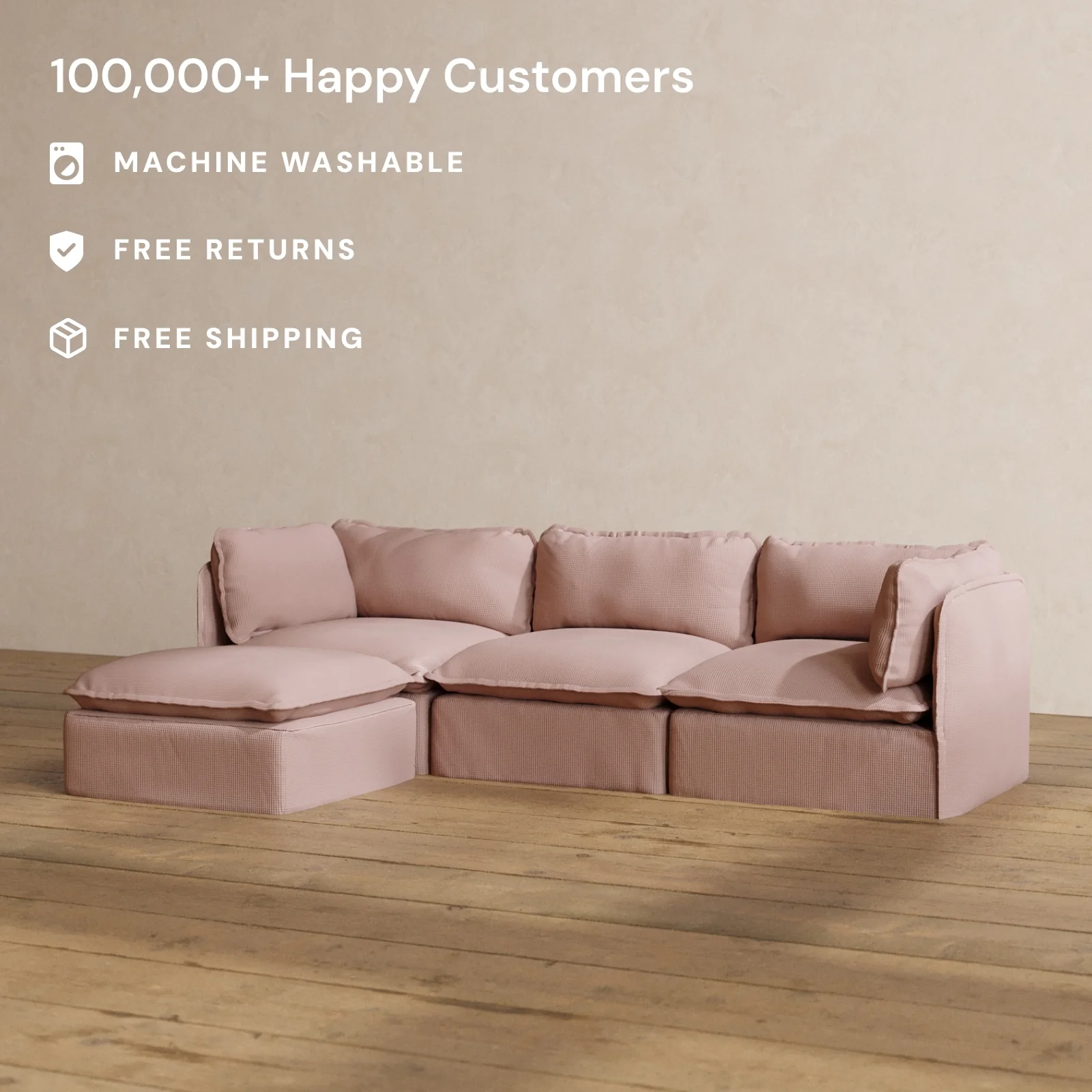 Slipcover Only - Modular Washable 3-Seater Sectional in Sakura - Image 2