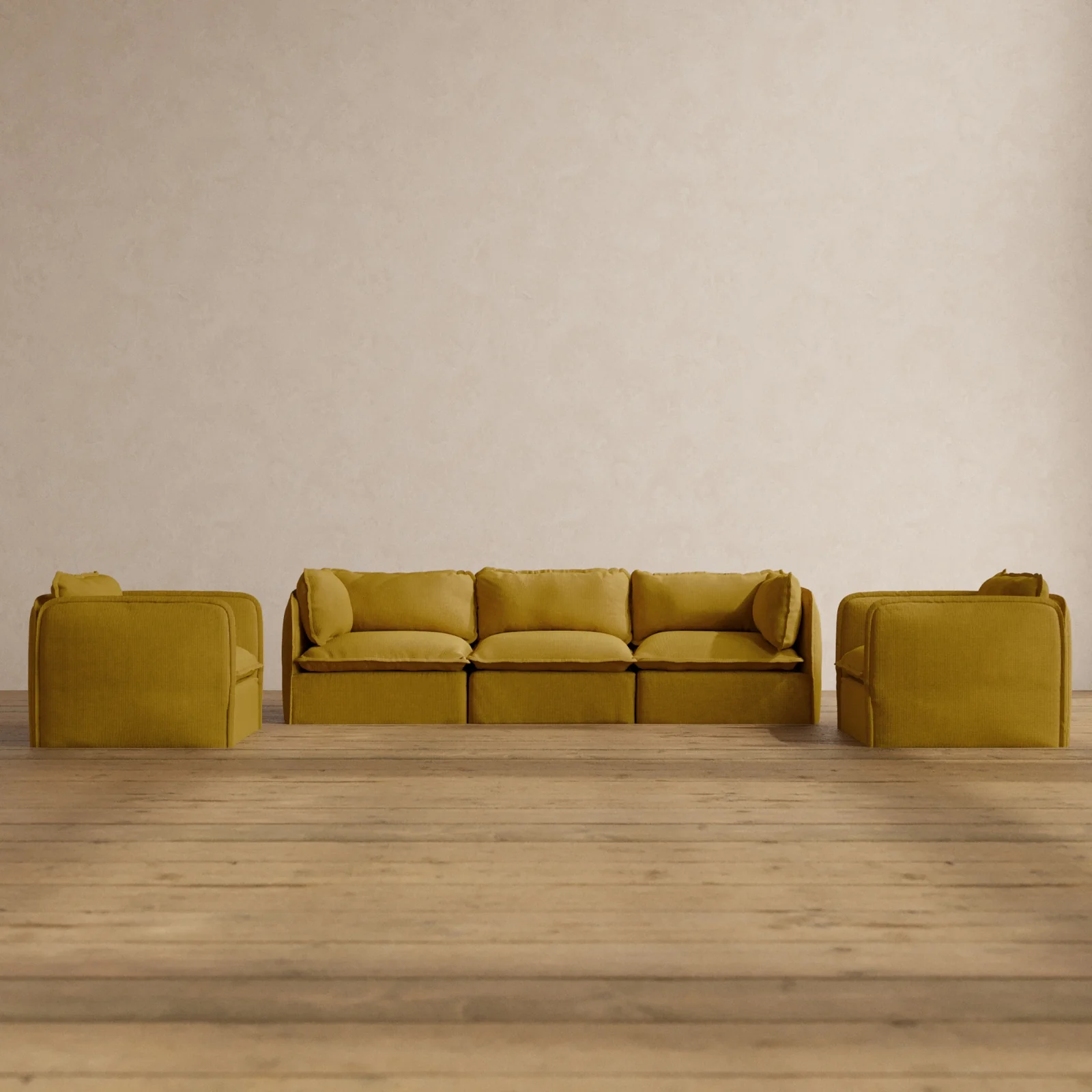 Slipcover Only - Modular Washable 3-Seater Sofa + Armchair Set in Kiiro