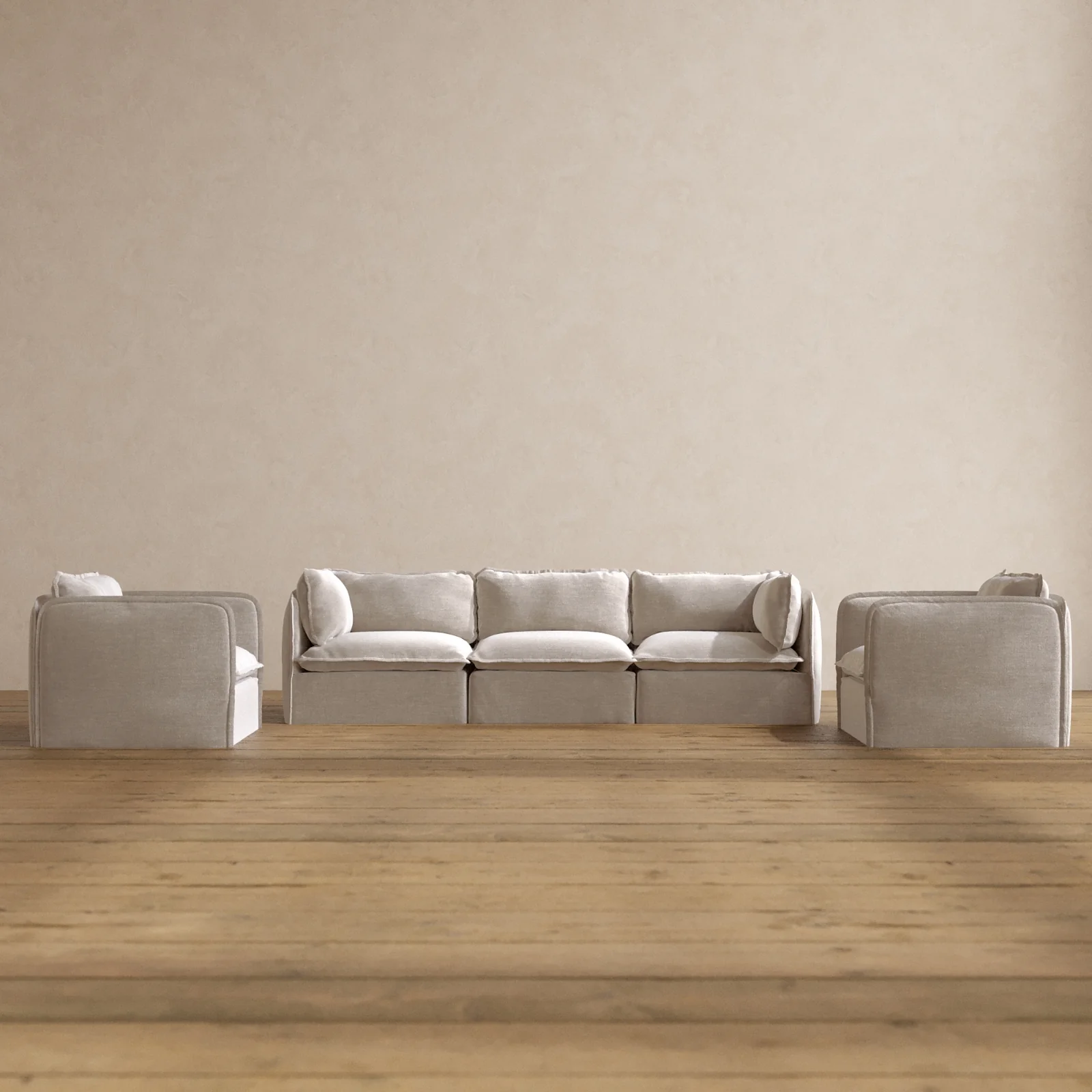 Slipcover Only - Modular Washable 3-Seater Sofa + Armchair Set in Mist