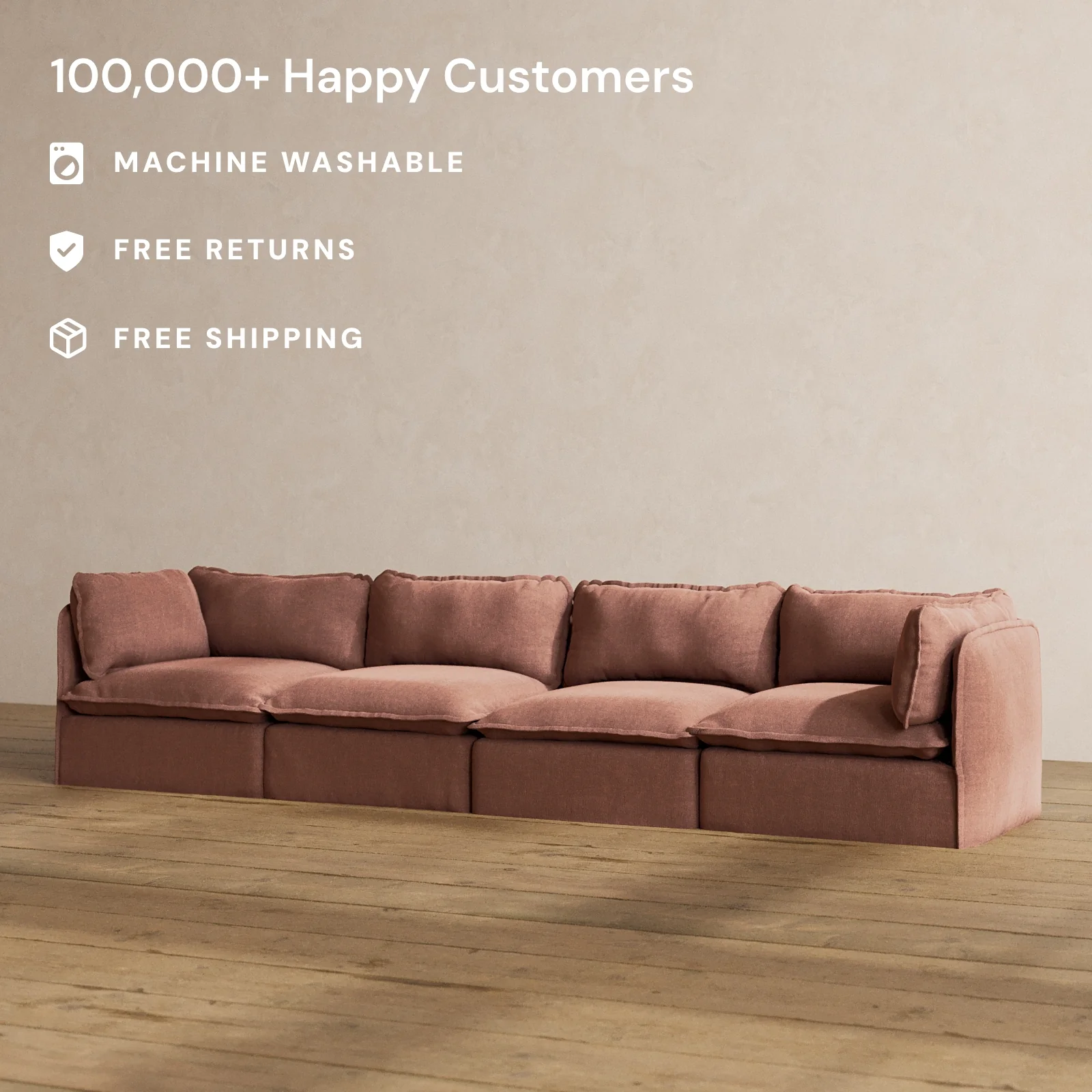 Slipcover Only - Modular Washable 4-Seater in Chestnut - Image 2